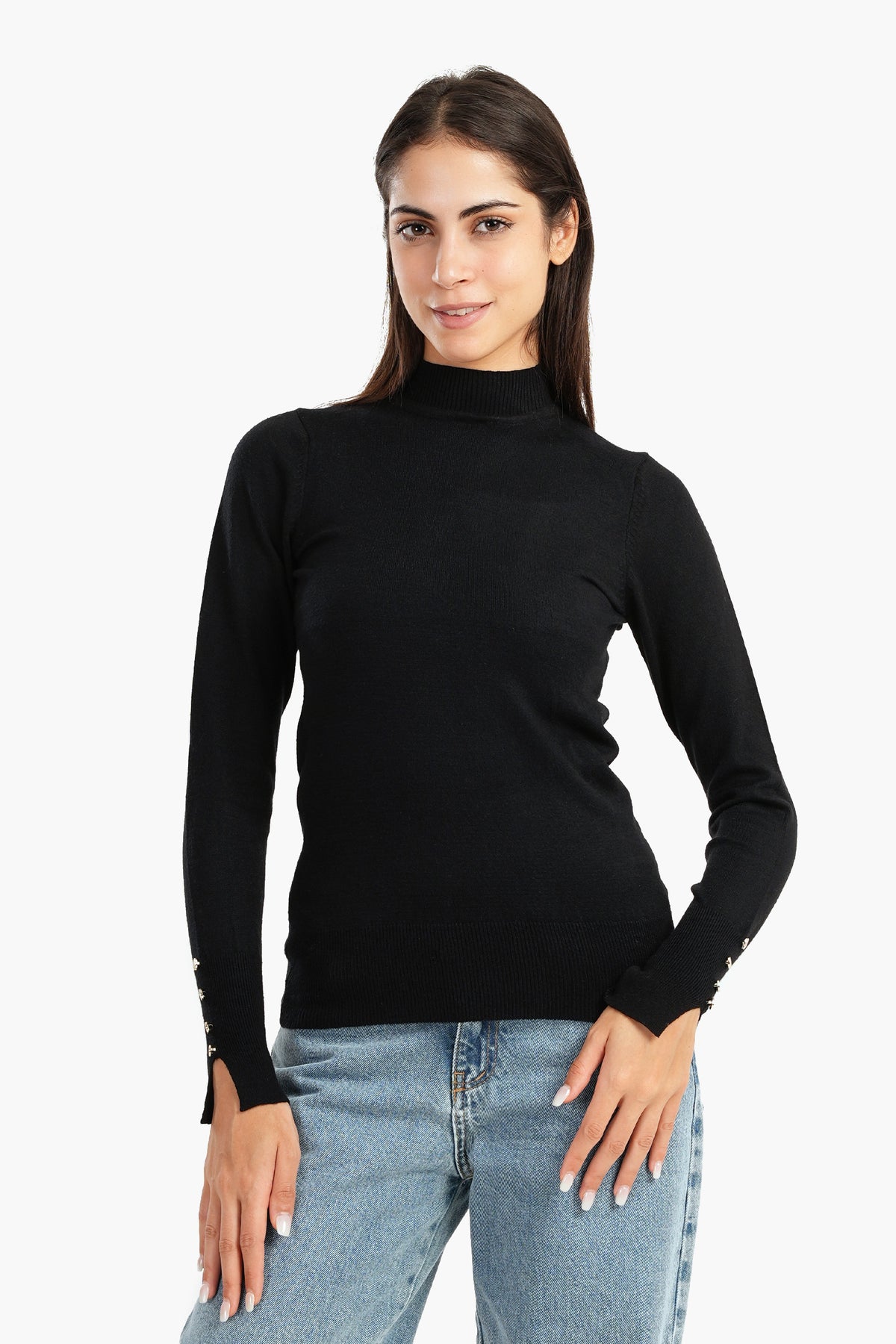 Pullover with Cuff Slits