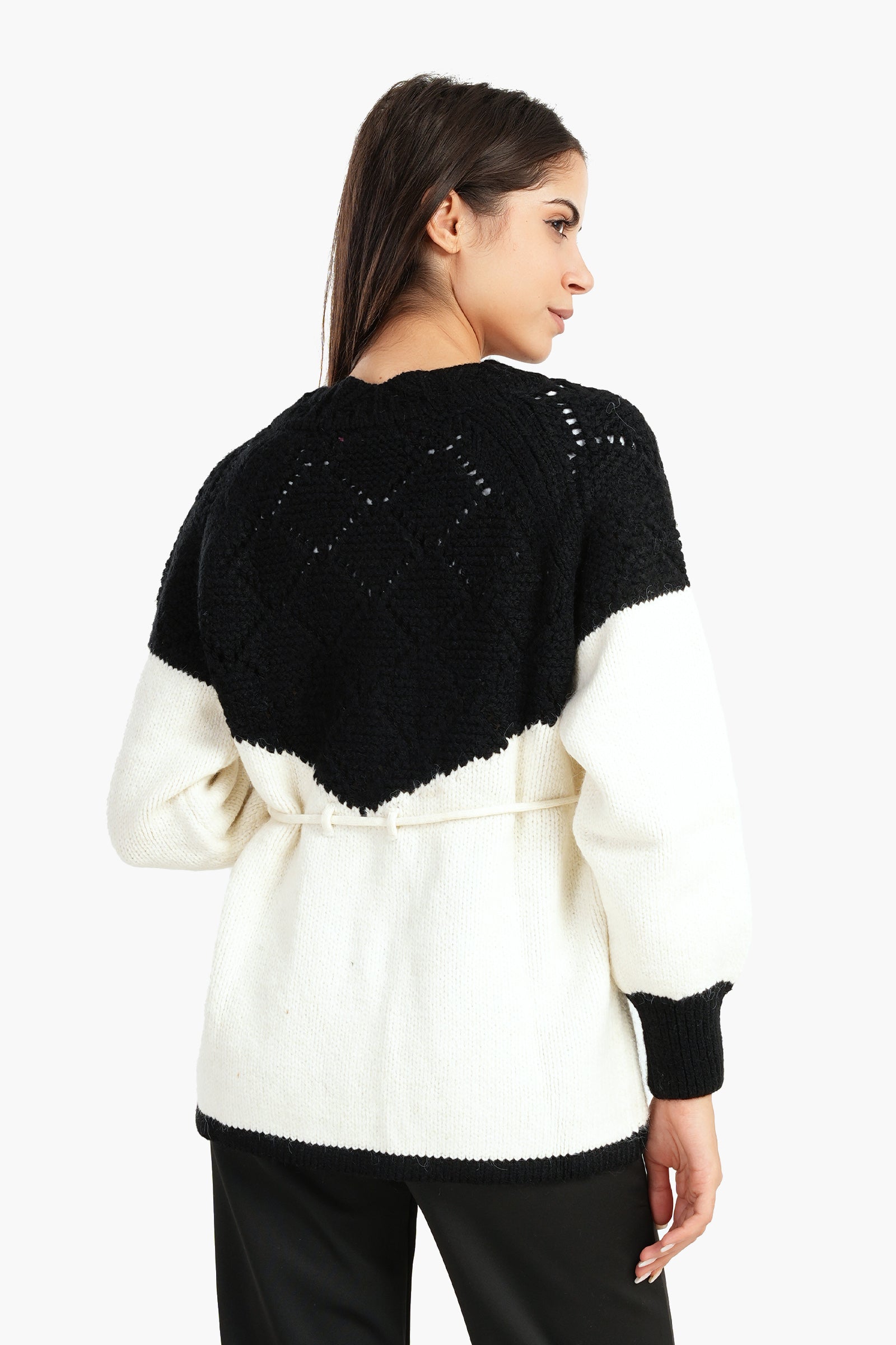 Black & White Knitted Cardigan