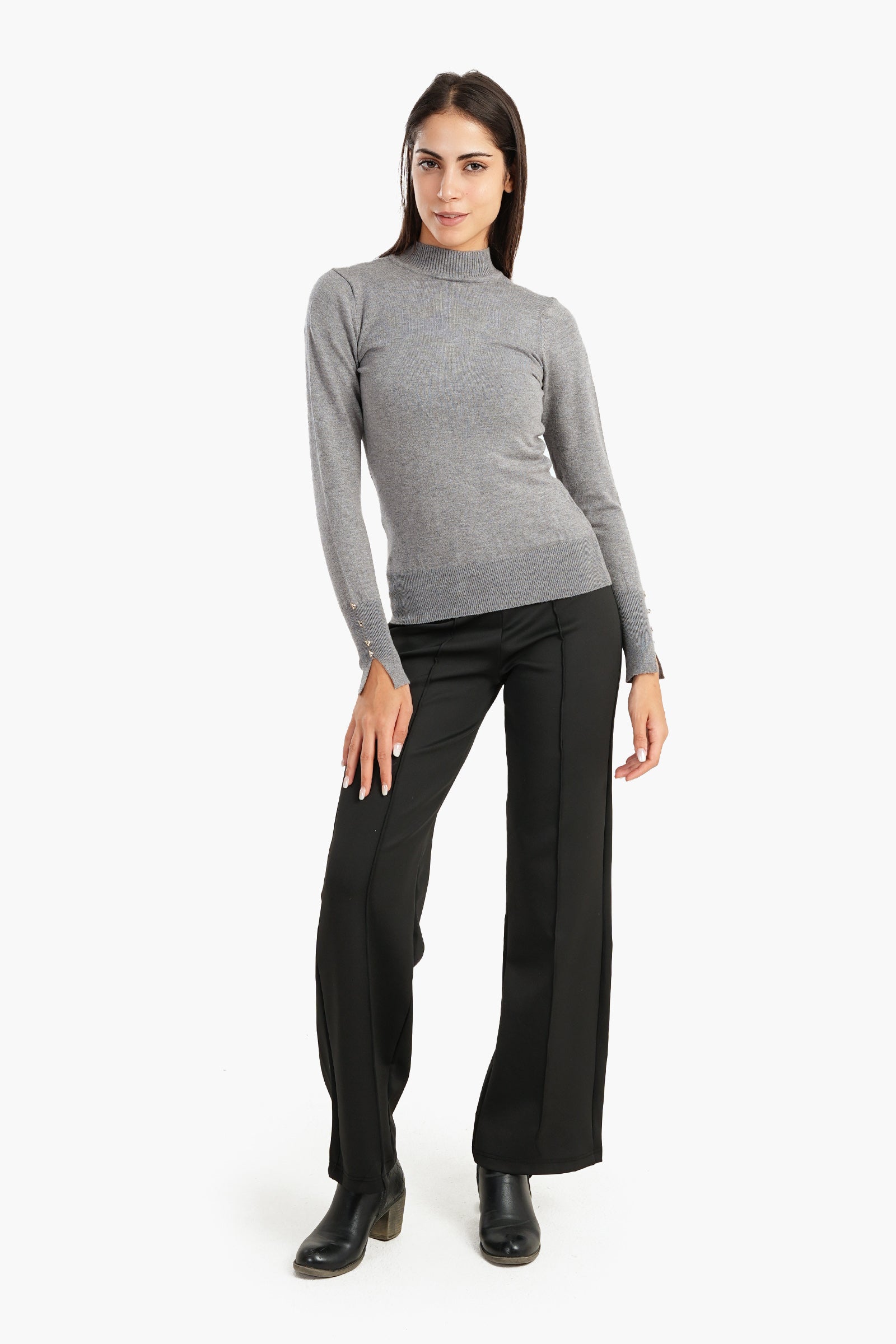 Pullover with Cuff Slits