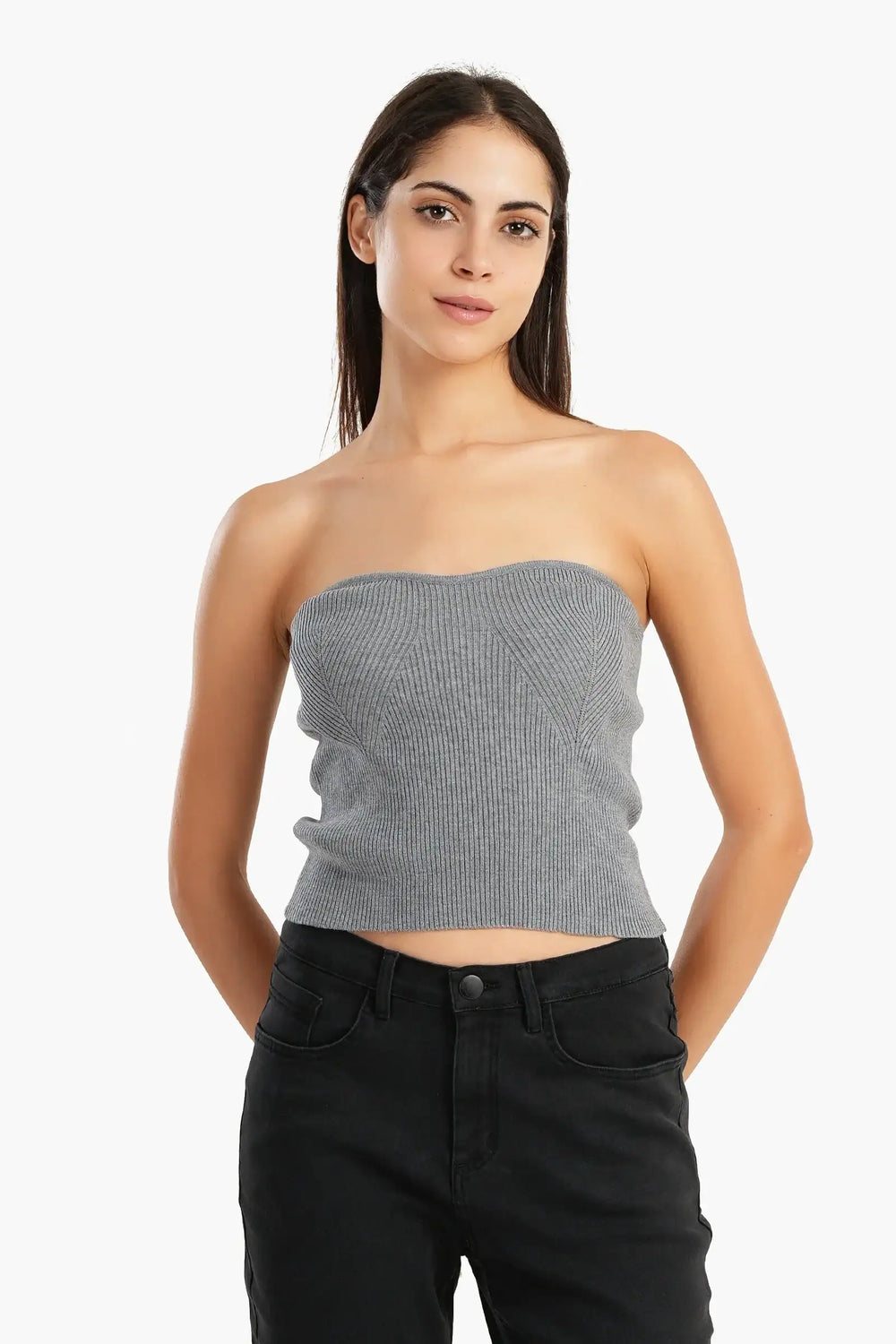 Strapless Ribbed Top