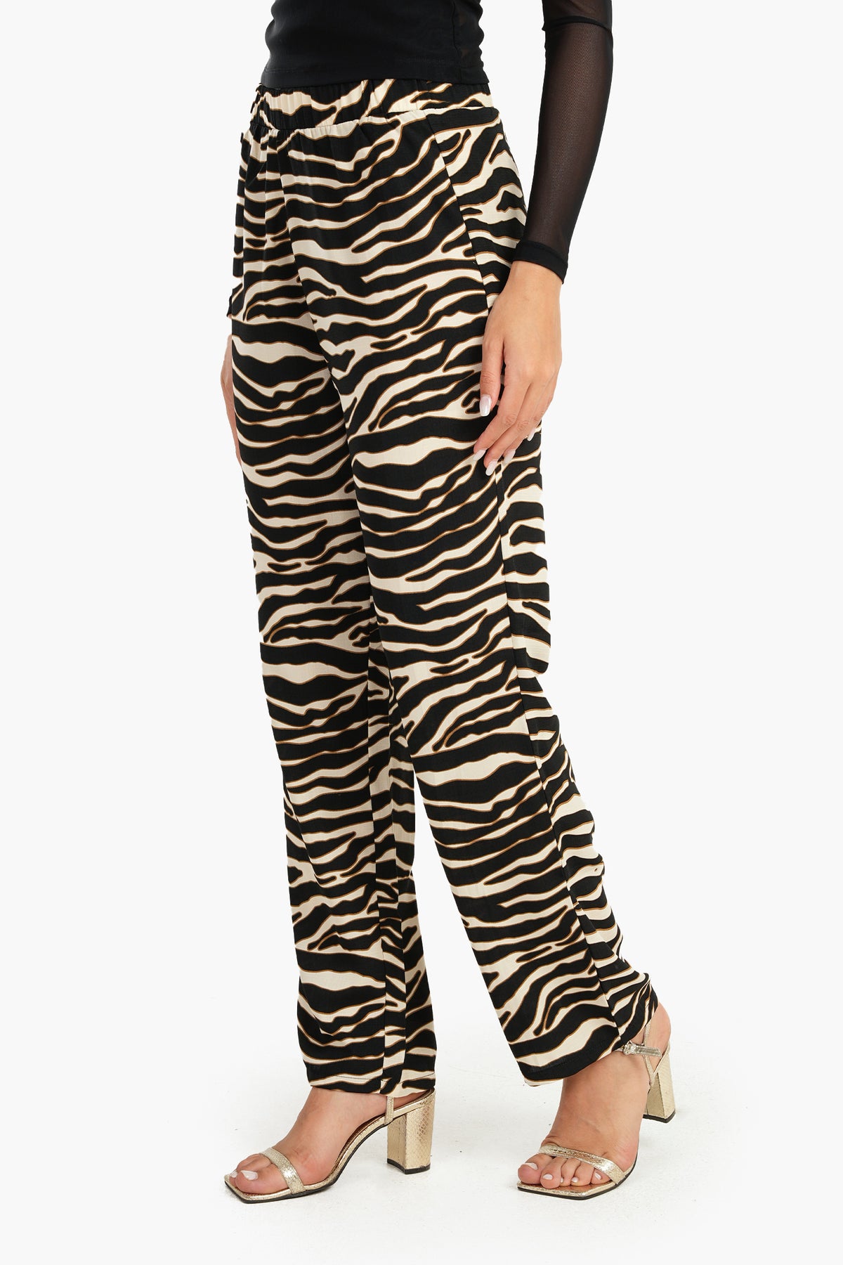 Zebra Print Straight Cut Pants