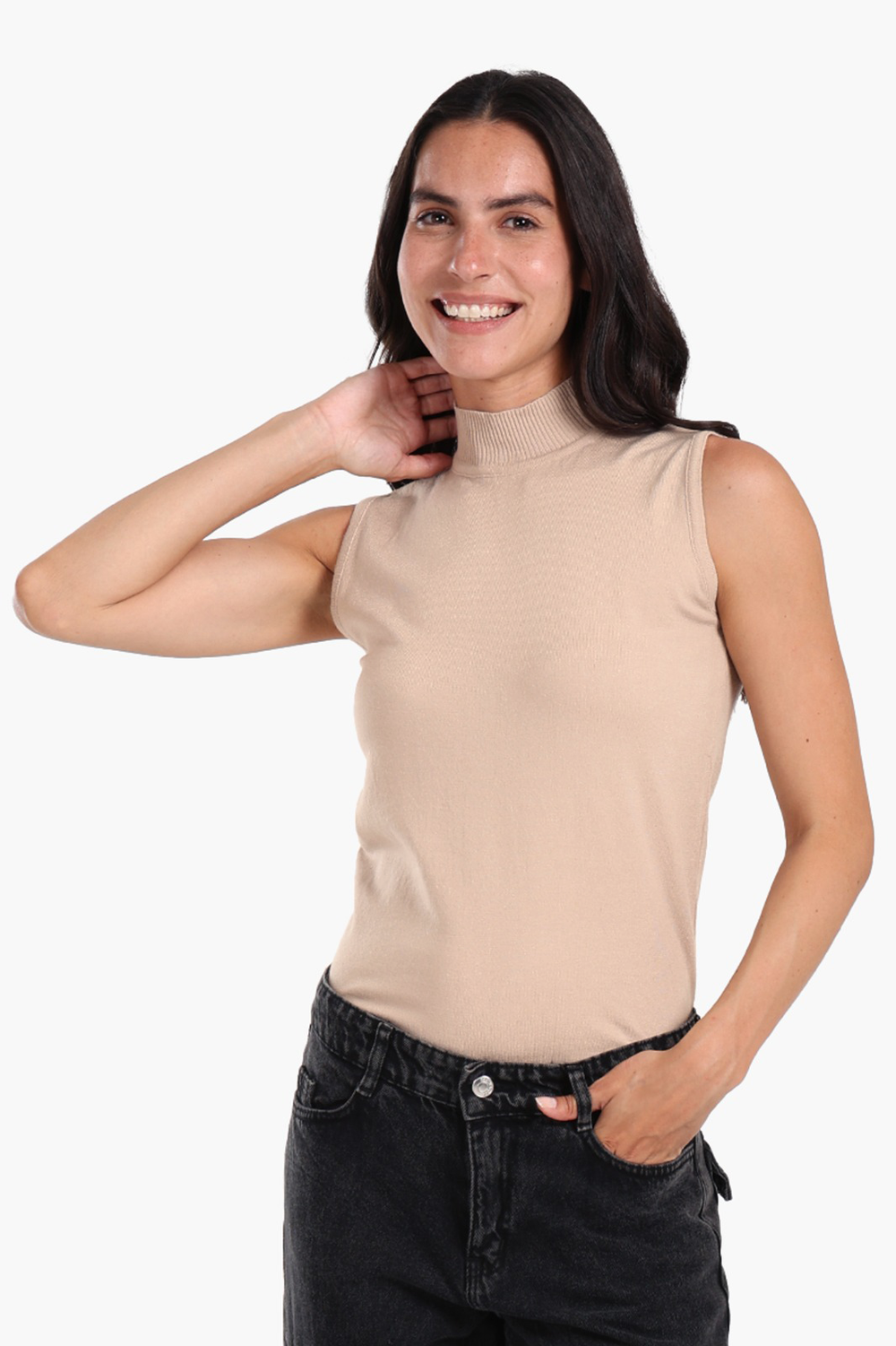 High Neck Sleeveless Pullover