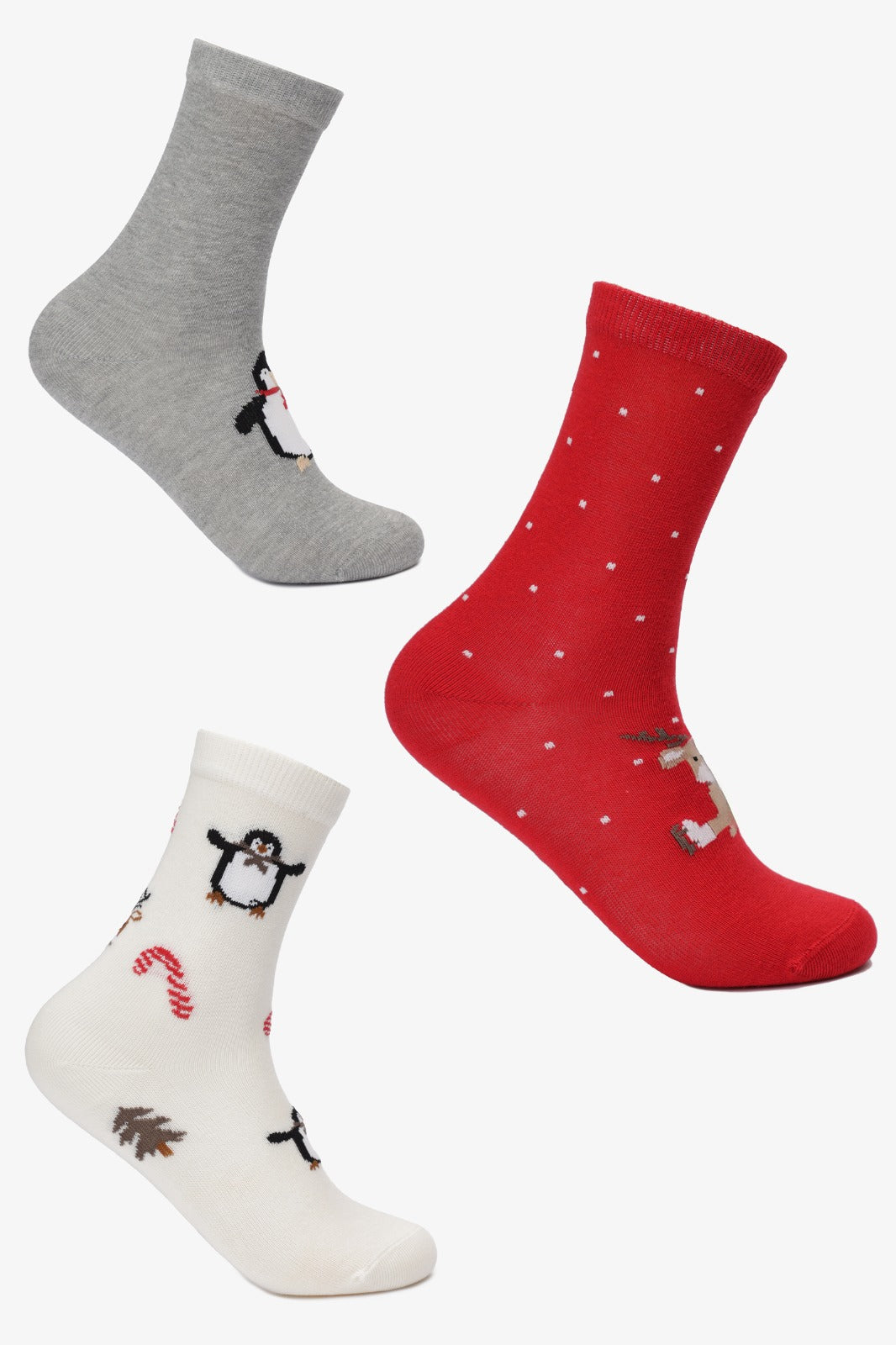 Girly Long Christmas Socks - 3 Pairs