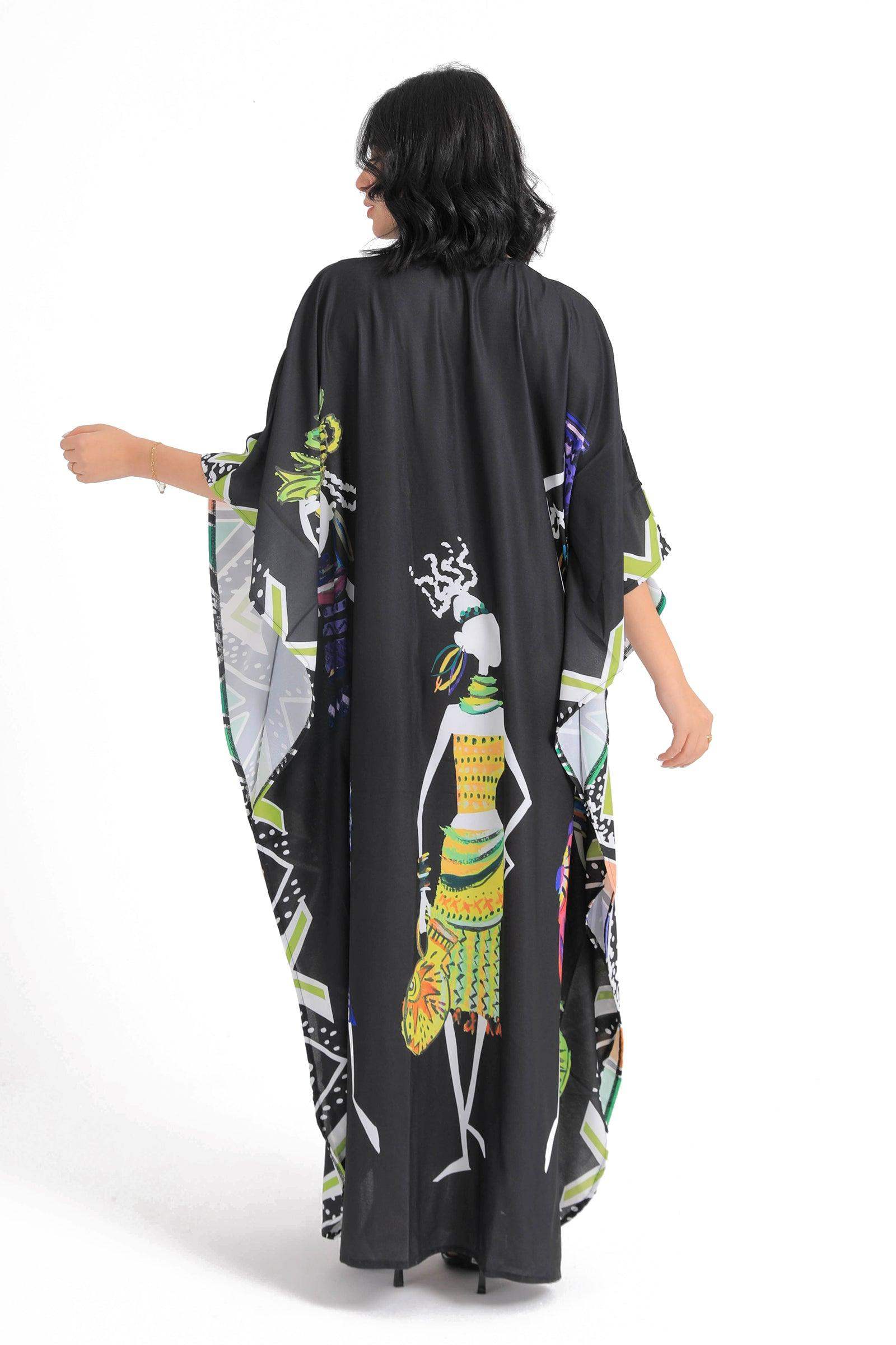 African Print Poncho Dress - Carina - كارينا