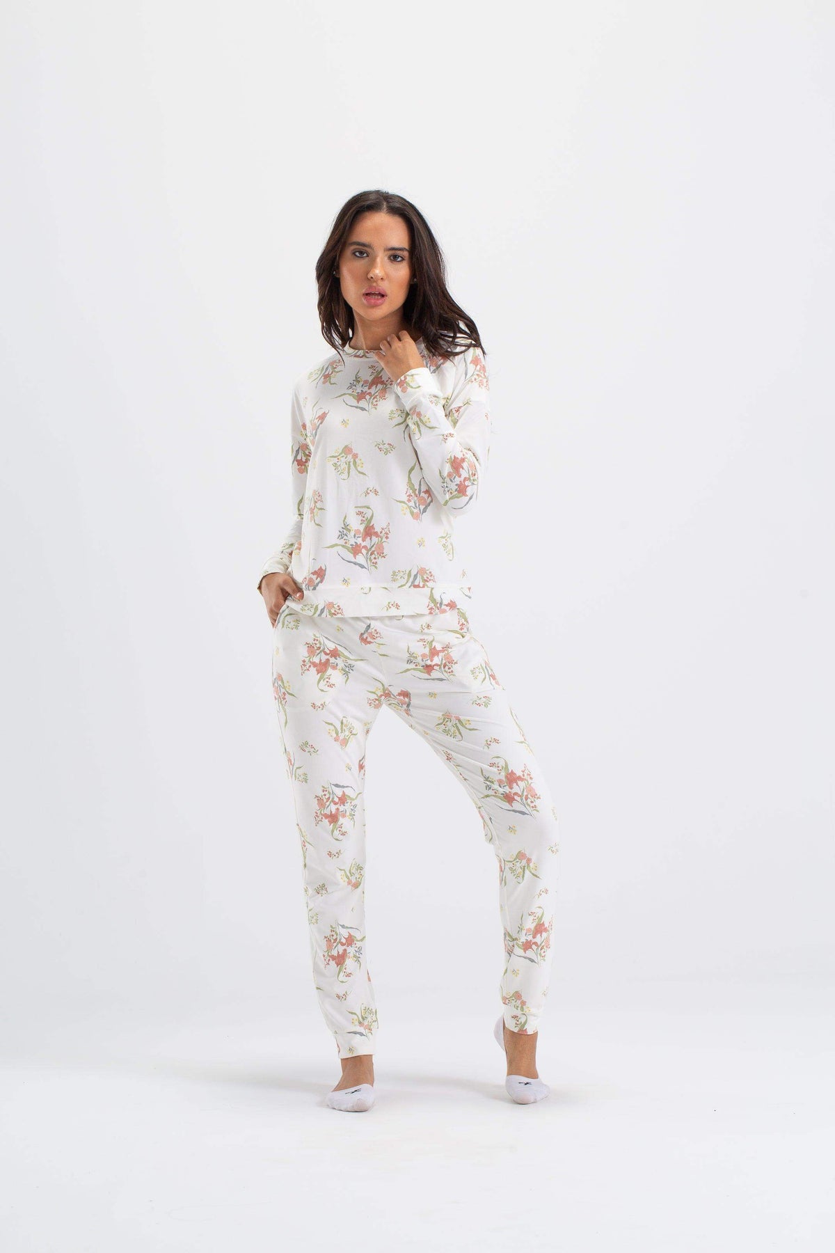 All Over Floral Print Pyjama Set - Carina - كارينا