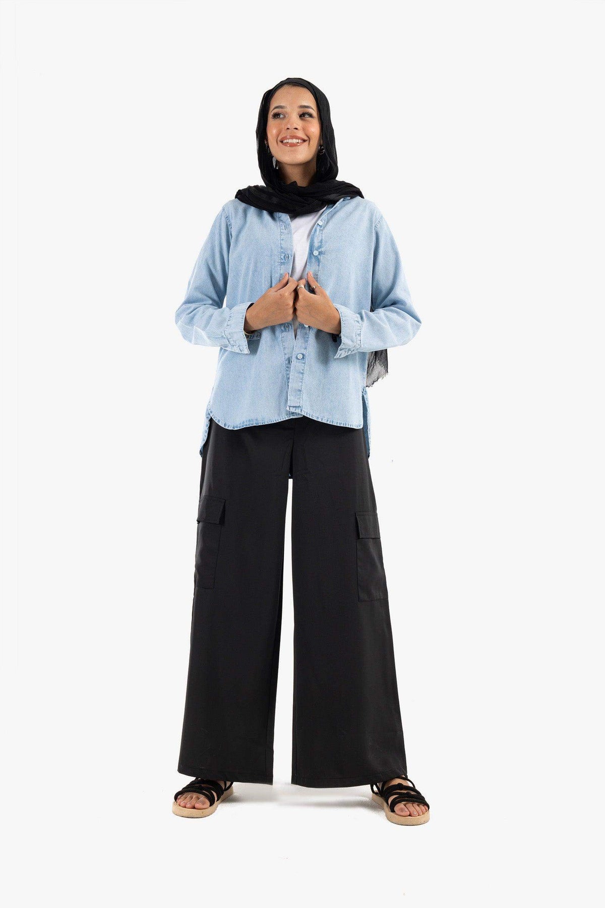 Asymmetrical Denim Shirt - Carina - كارينا