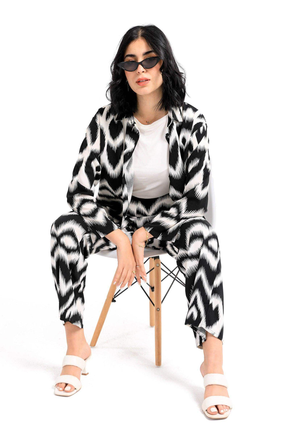 Black & White Patterned Shirt - Carina - كارينا