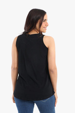 Black Voile Sleeveless Blouse - Carina - كارينا