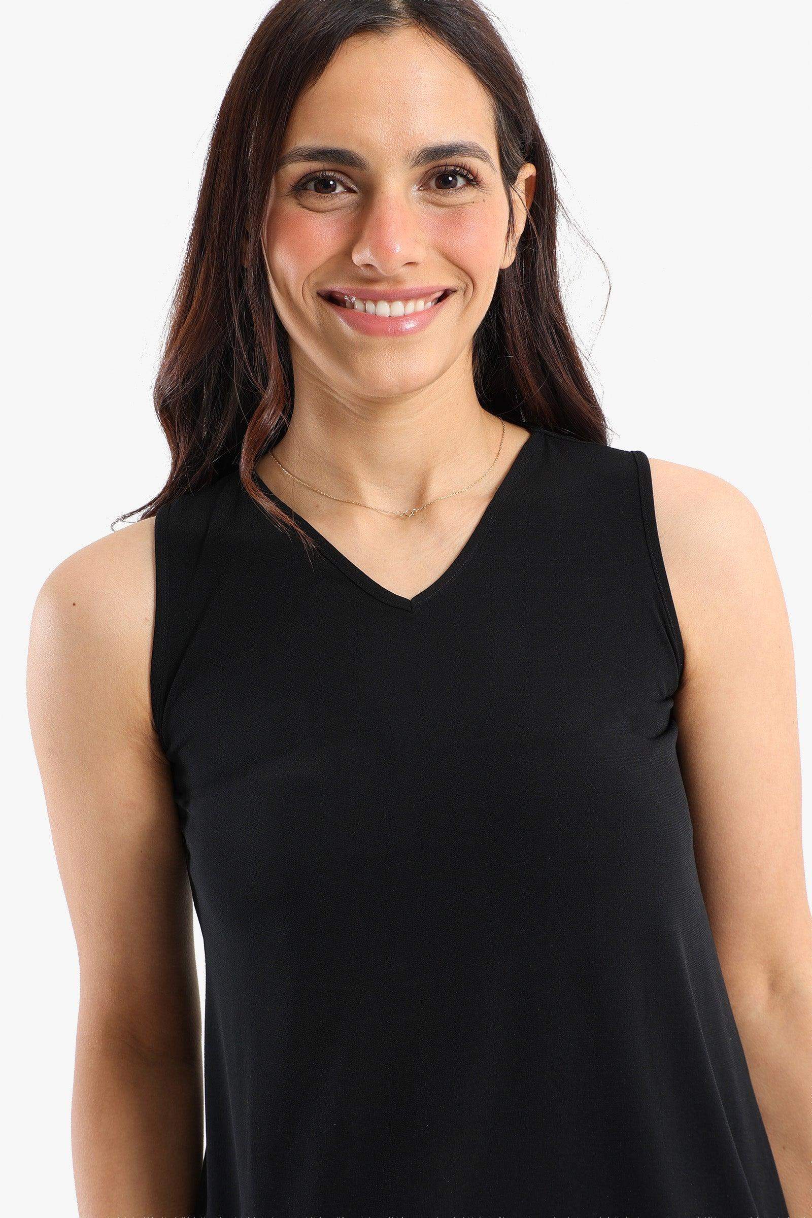 Black Voile Sleeveless Blouse - Carina - كارينا