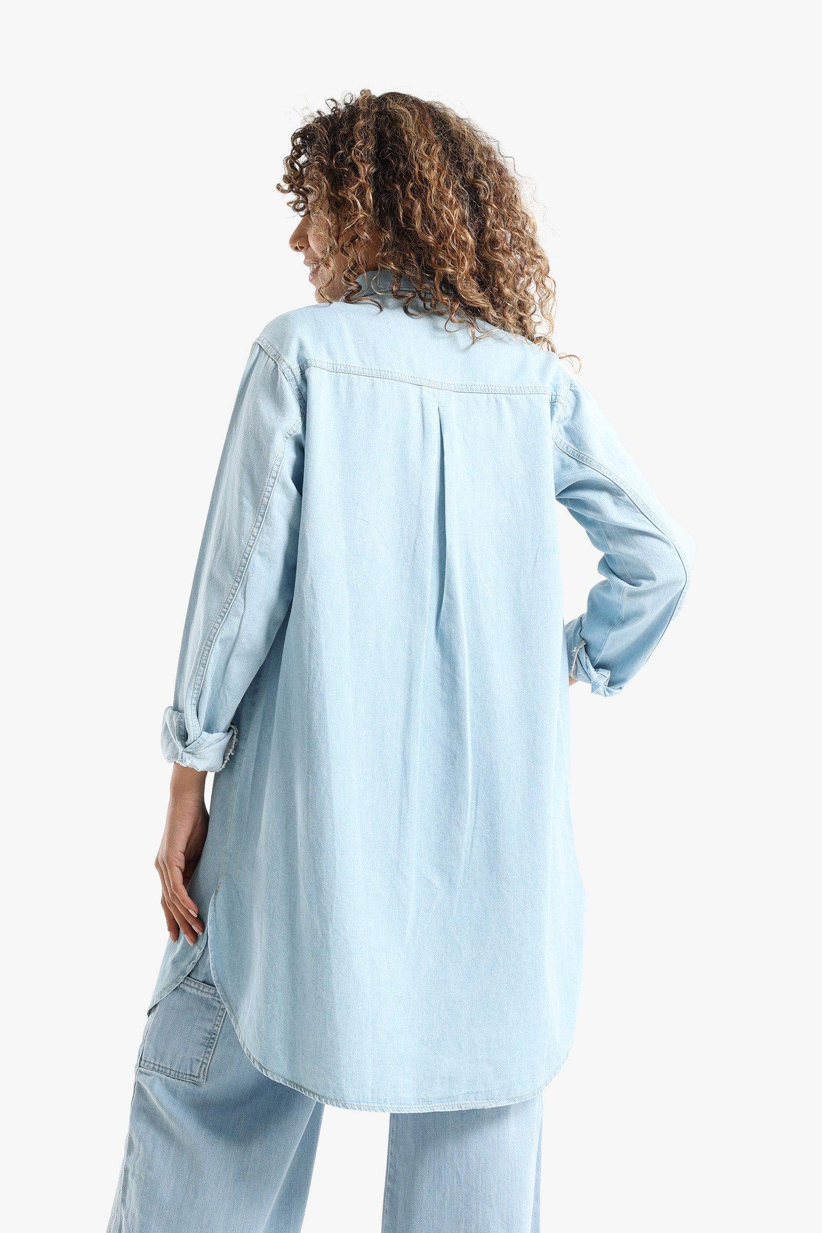 Blue Denim Long Shirt - Carina - كارينا