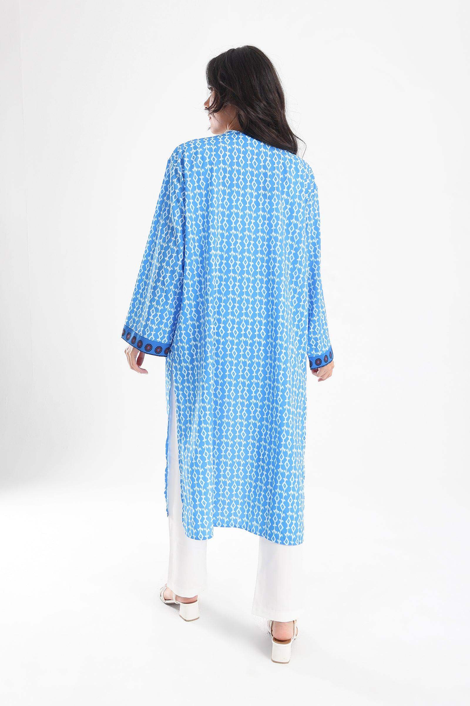 Blue Printed Kimono - Carina - كارينا