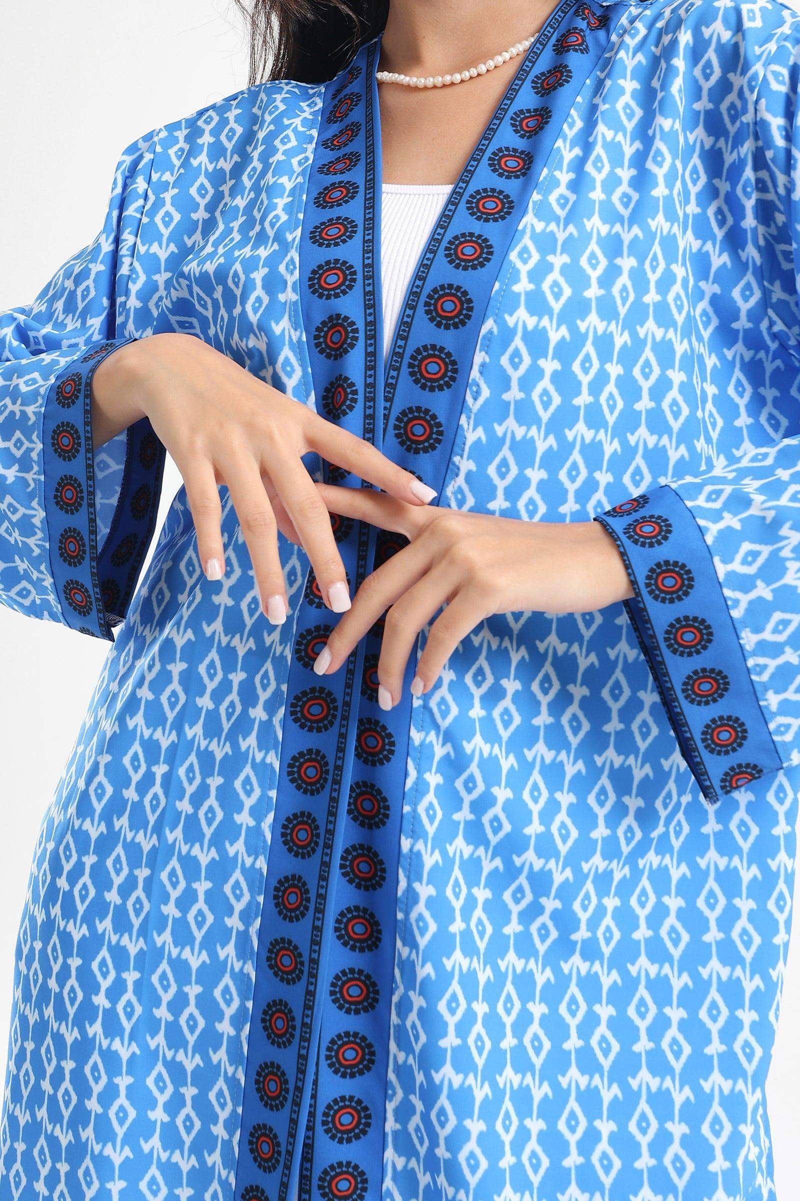 Blue Printed Kimono - Carina - كارينا