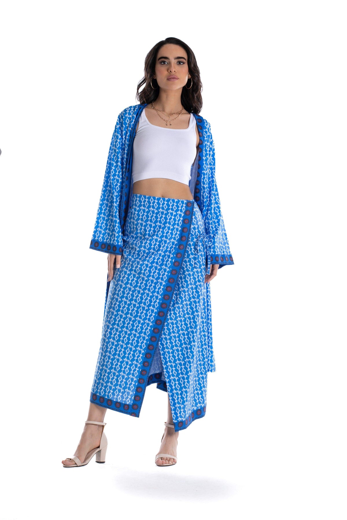 Blue Printed Wrap Skirt - Carina - كارينا