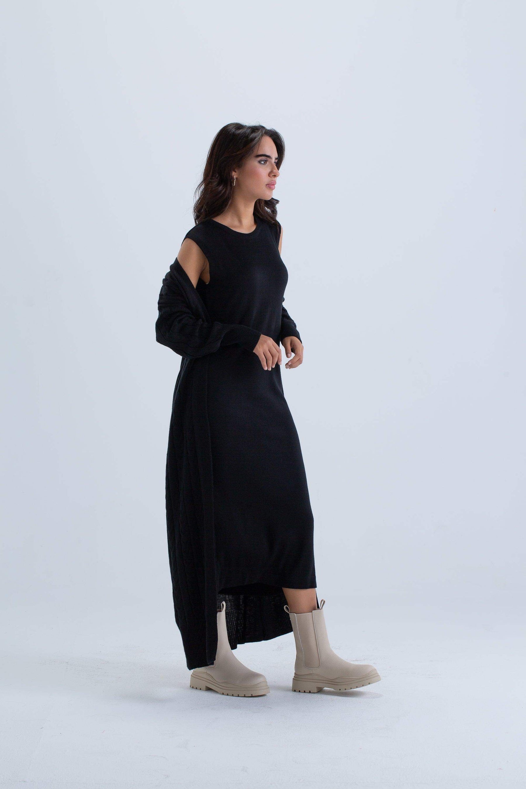 Cable Knitted Long Cardigan - Carina - كارينا