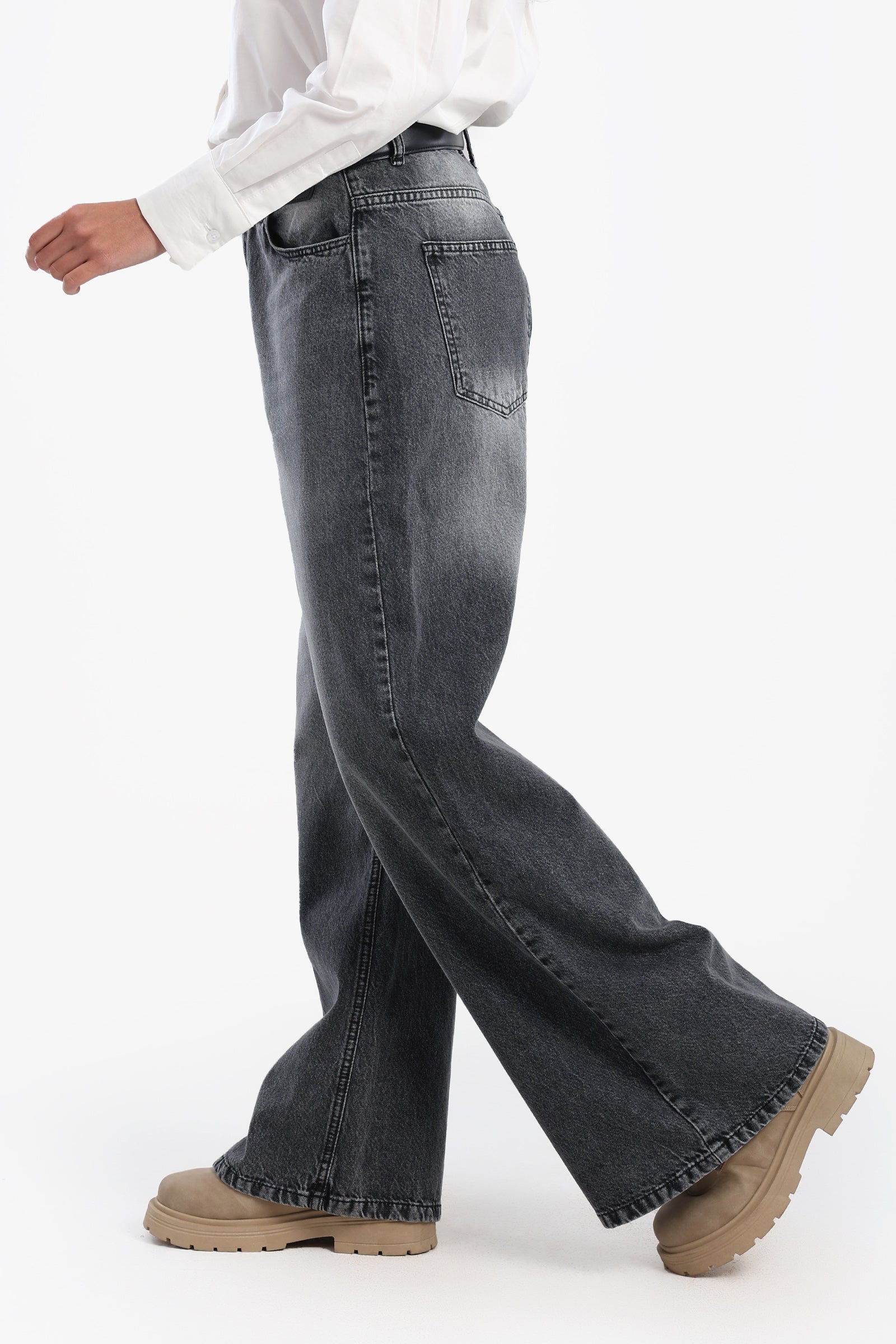 Denim Pants with Button Closure