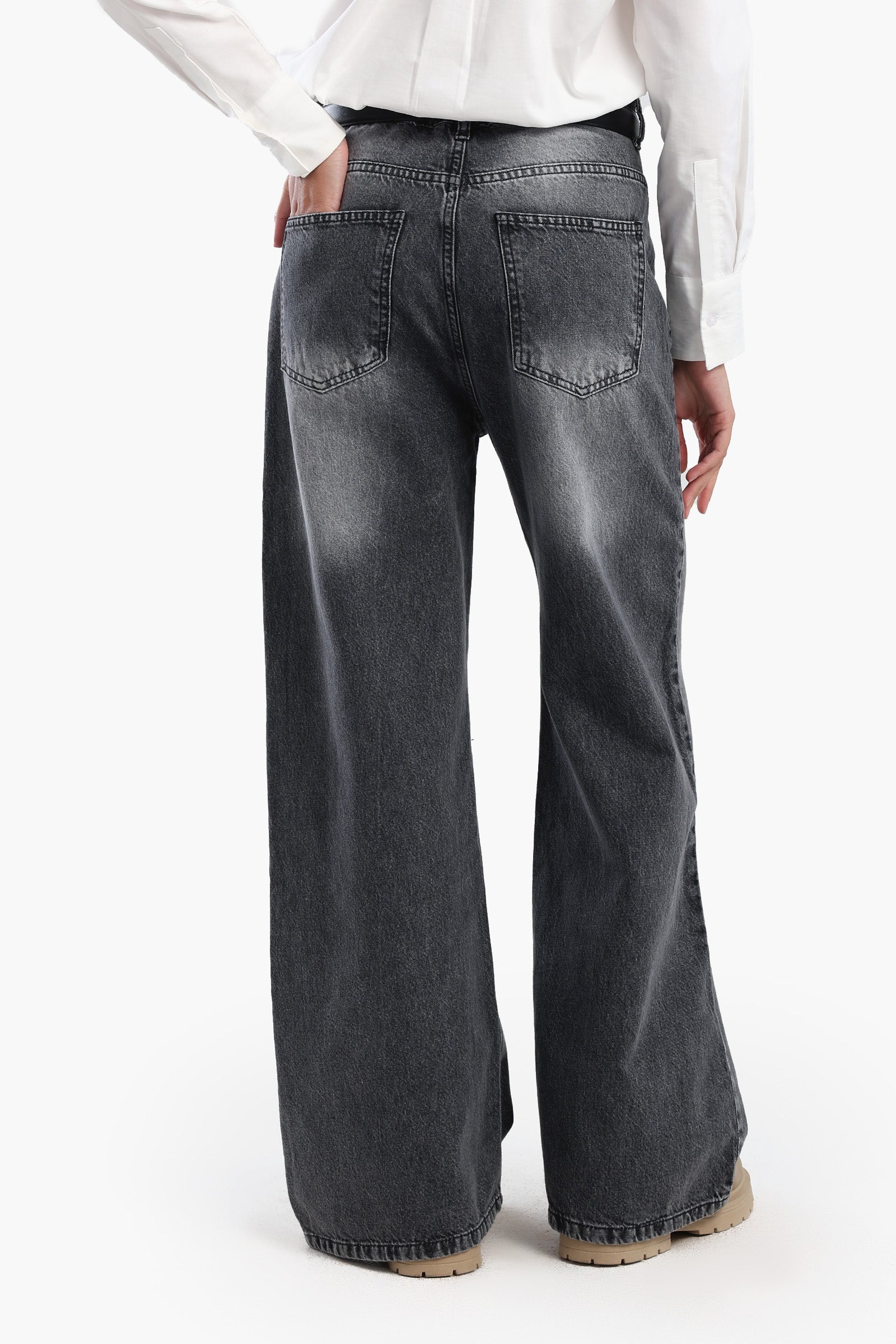 Denim Pants with Button Closure