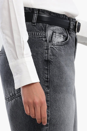 Denim Pants with Button Closure