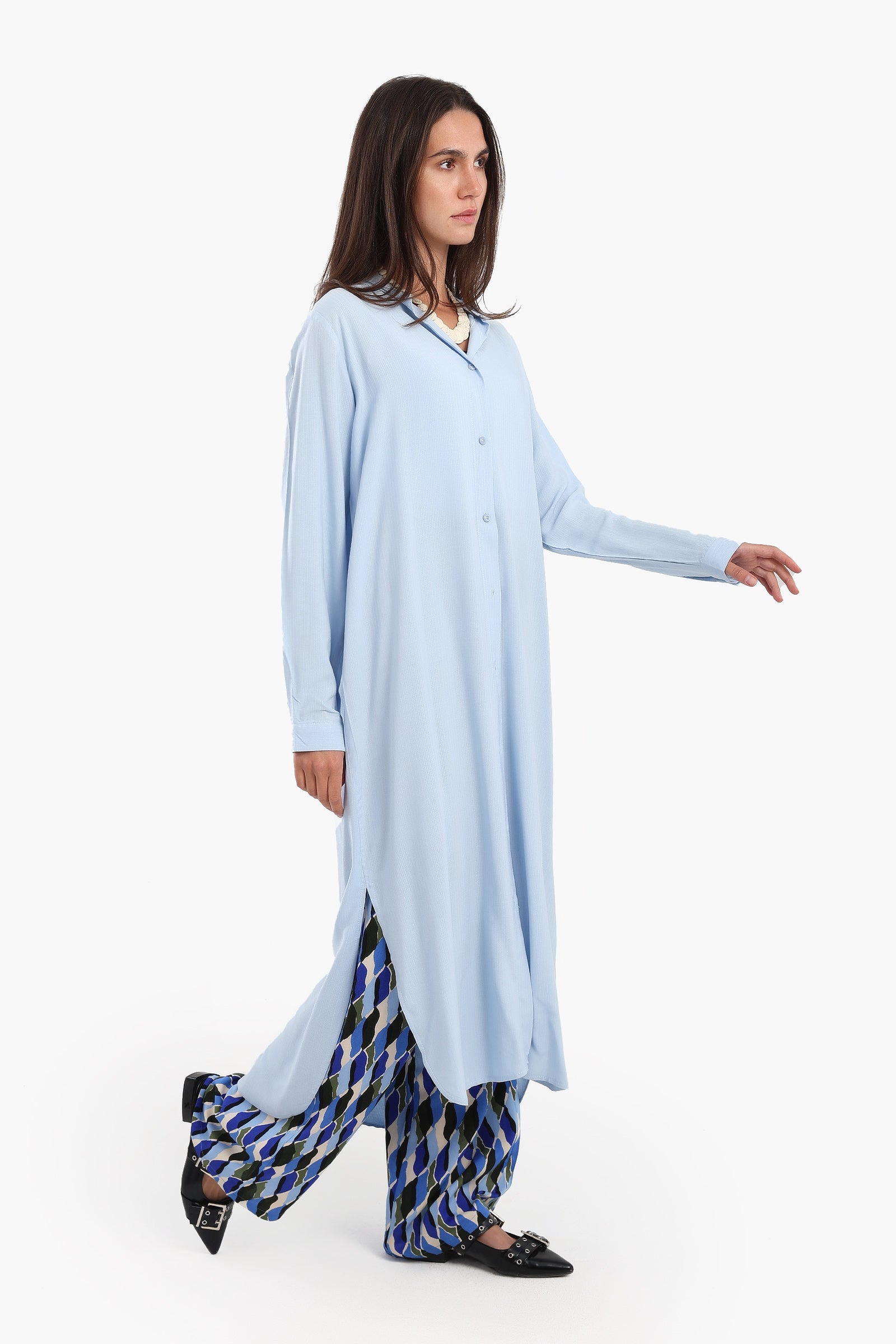 Long Plain Shirt Dress