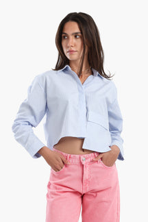 Cropped Hidden Placket Shirt