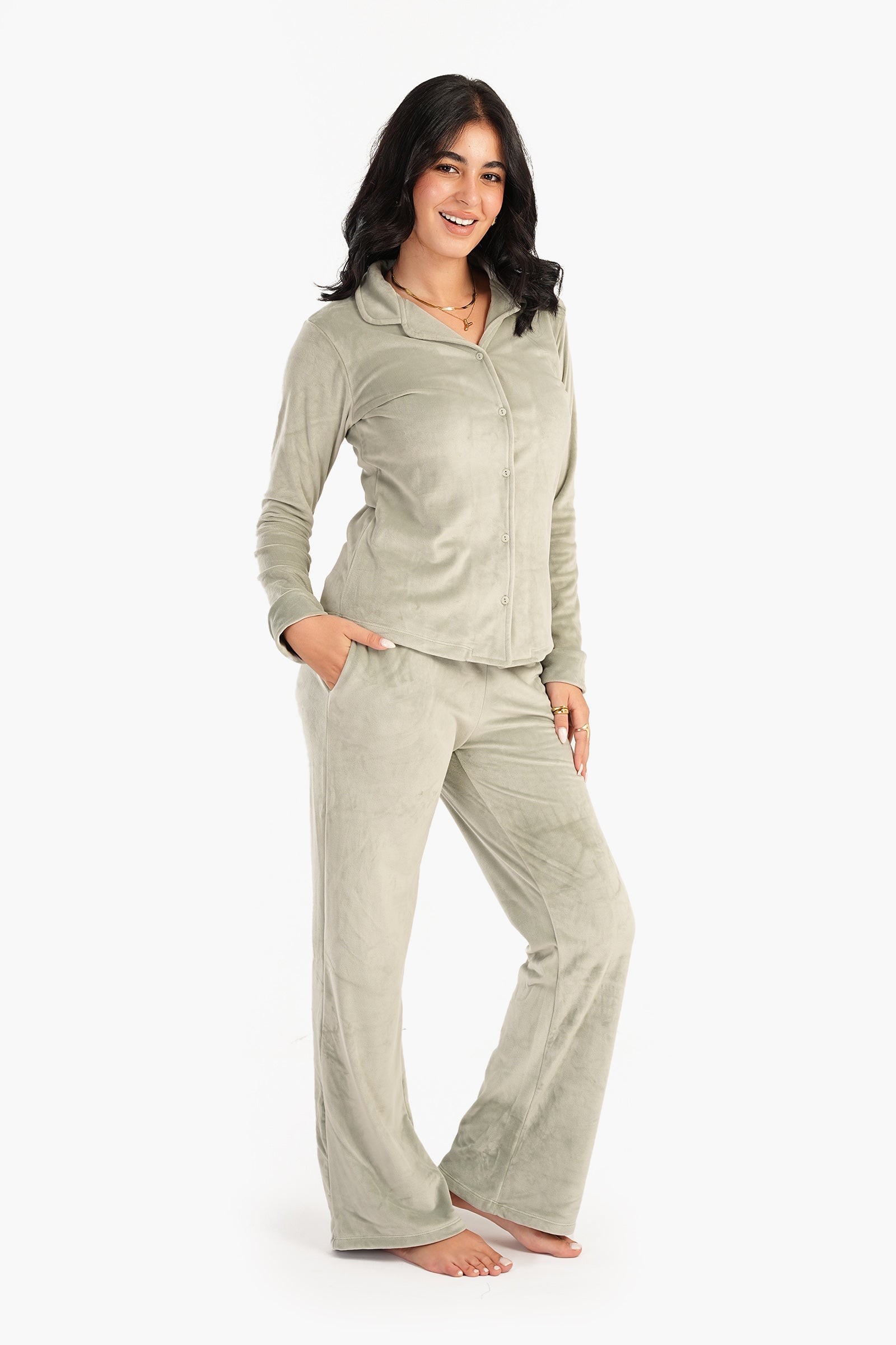 Plain Velvet Pyjama Set