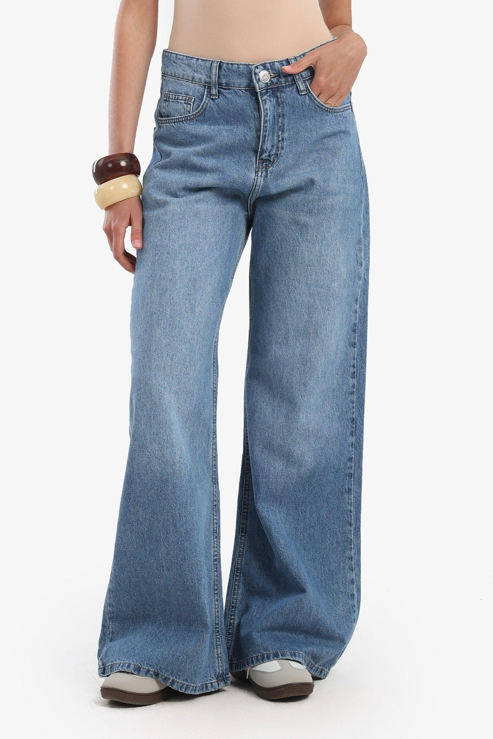 بنطلون جينز وايد ليج