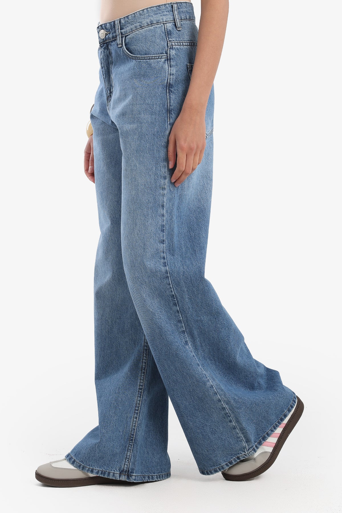 Denim Pants with Button Closure