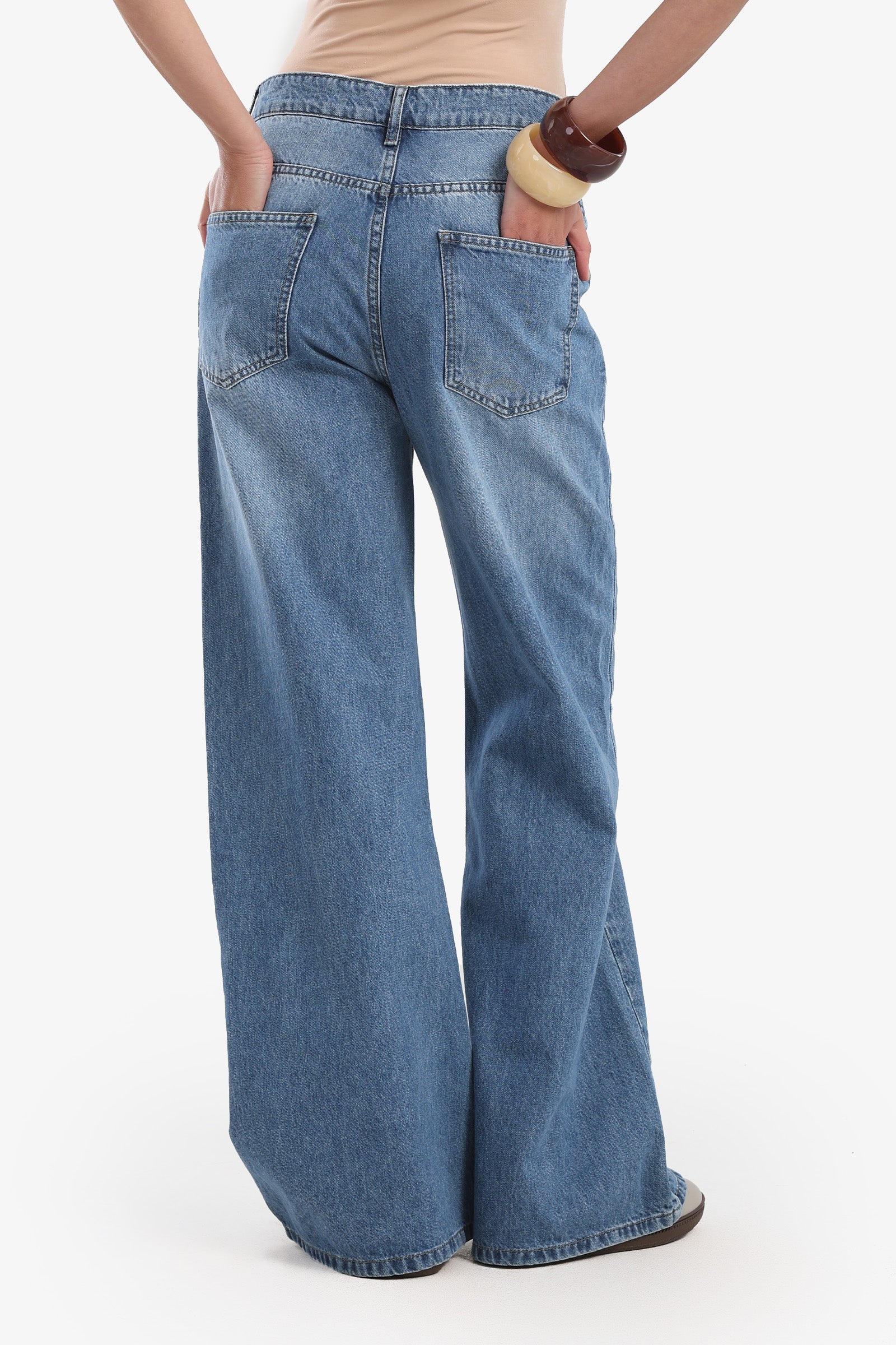 Denim Pants with Button Closure