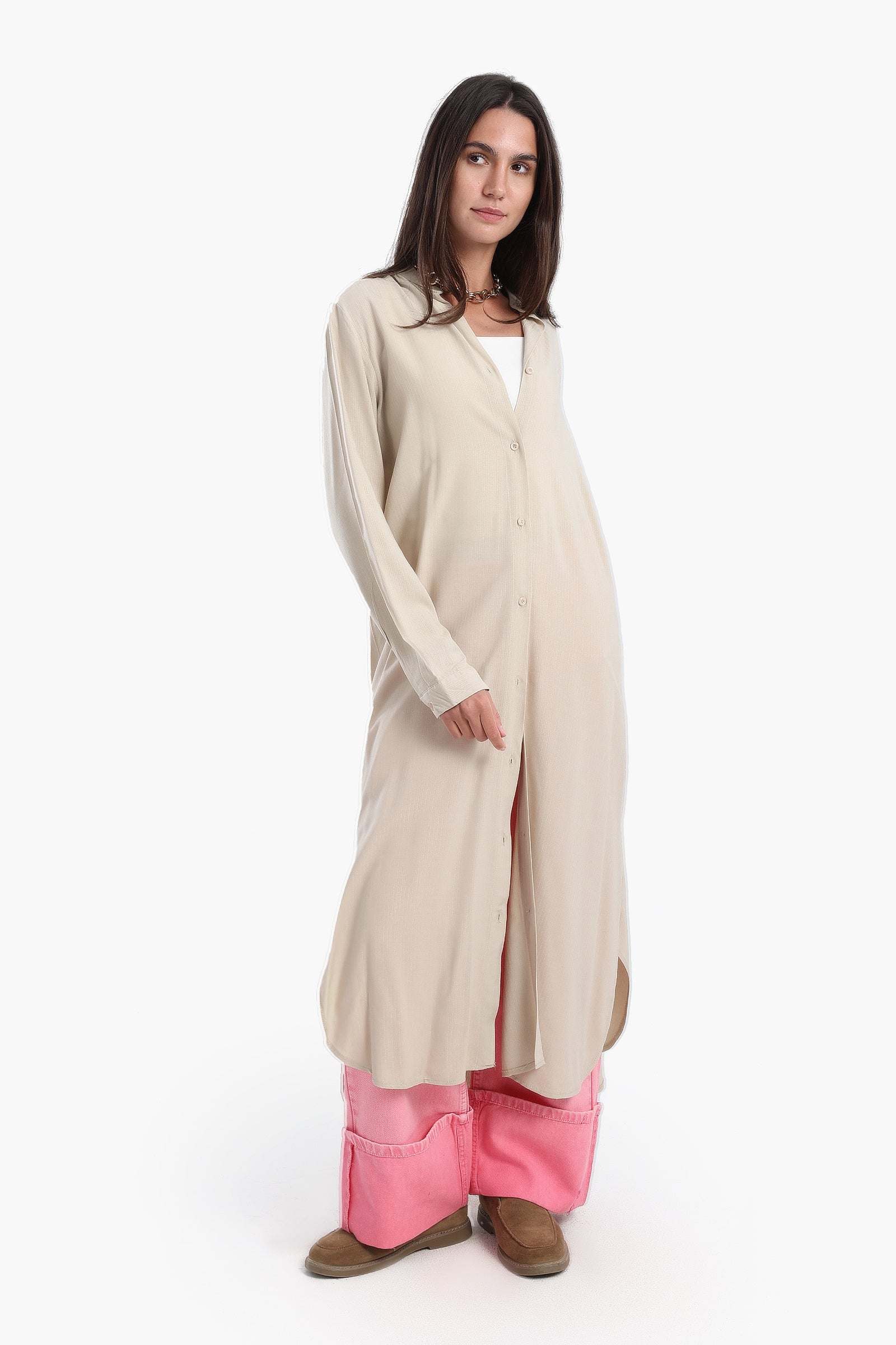 Long Plain Shirt Dress