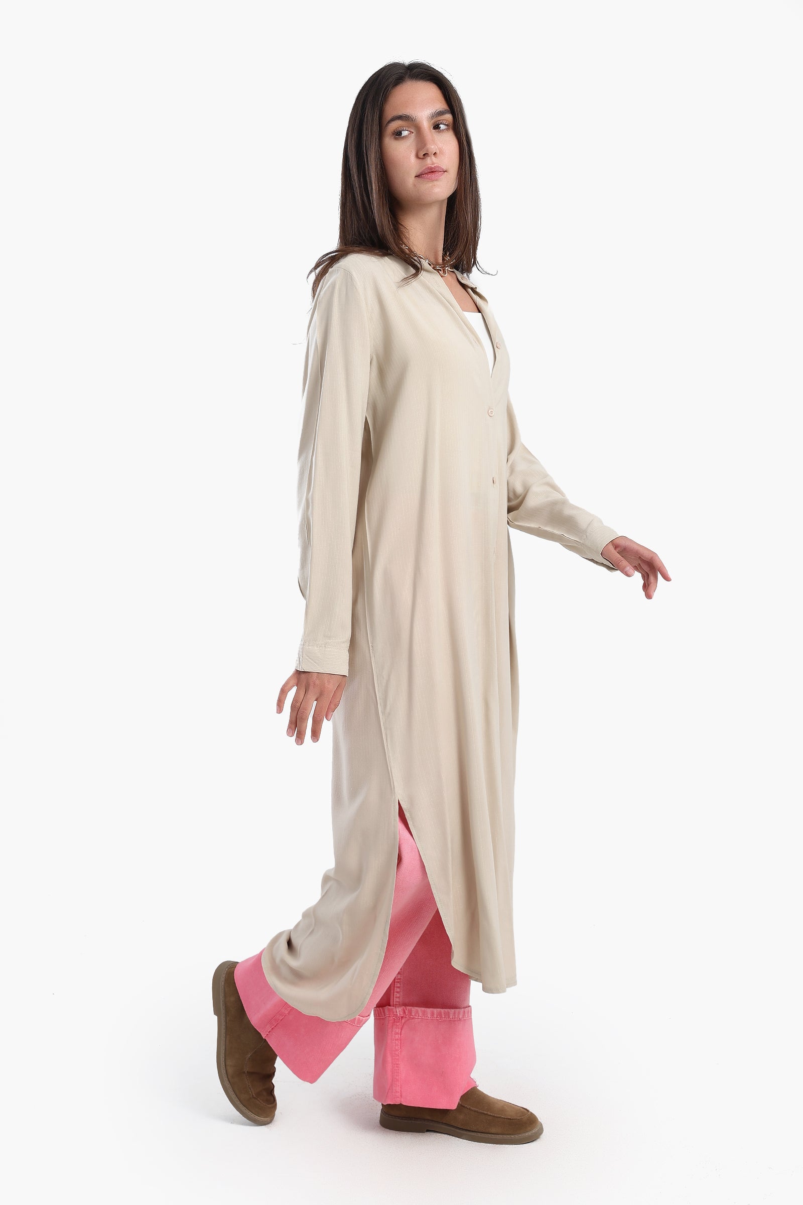 Long Plain Shirt Dress