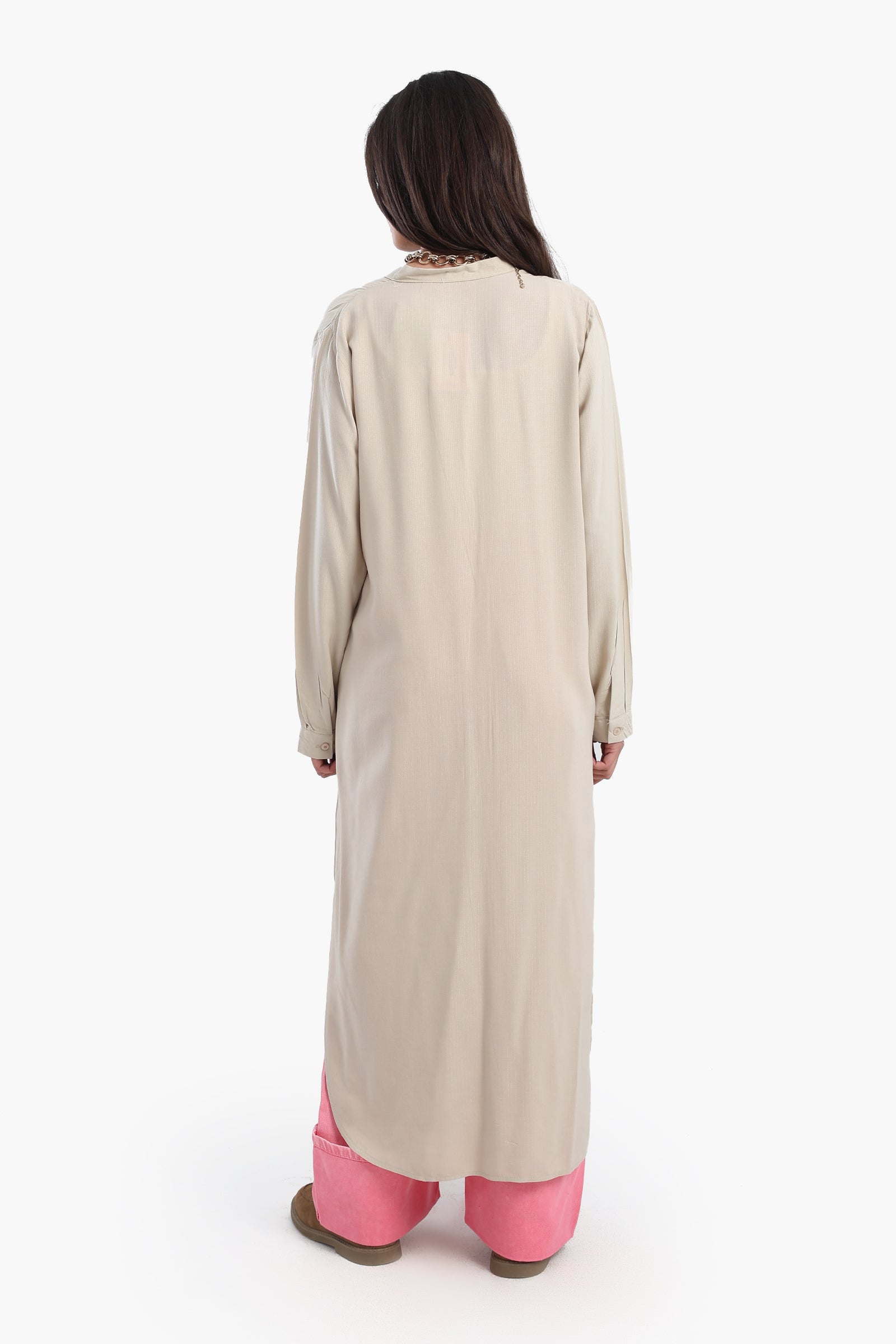 Long Plain Shirt Dress