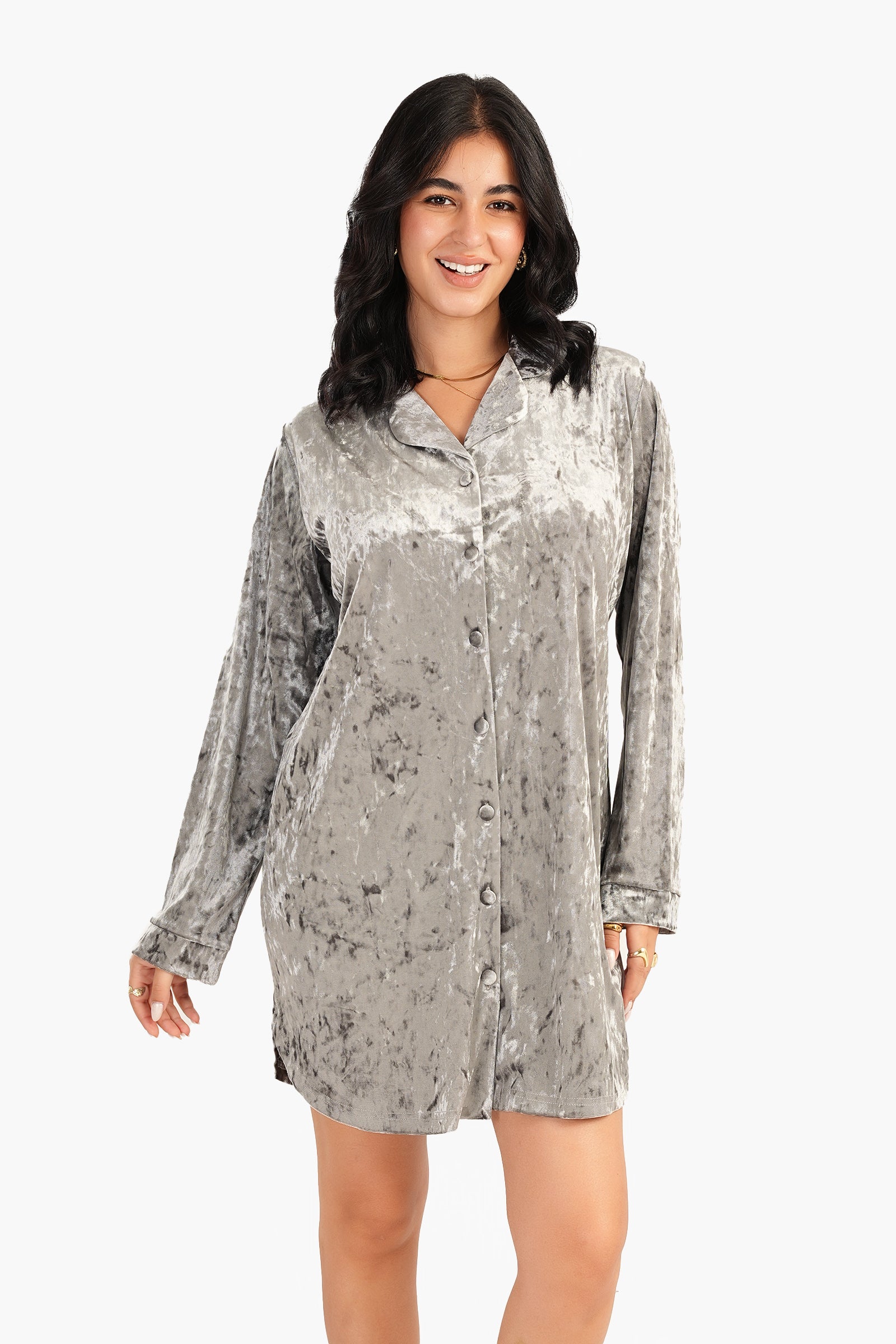 Velvet Dark Grey Nightgown