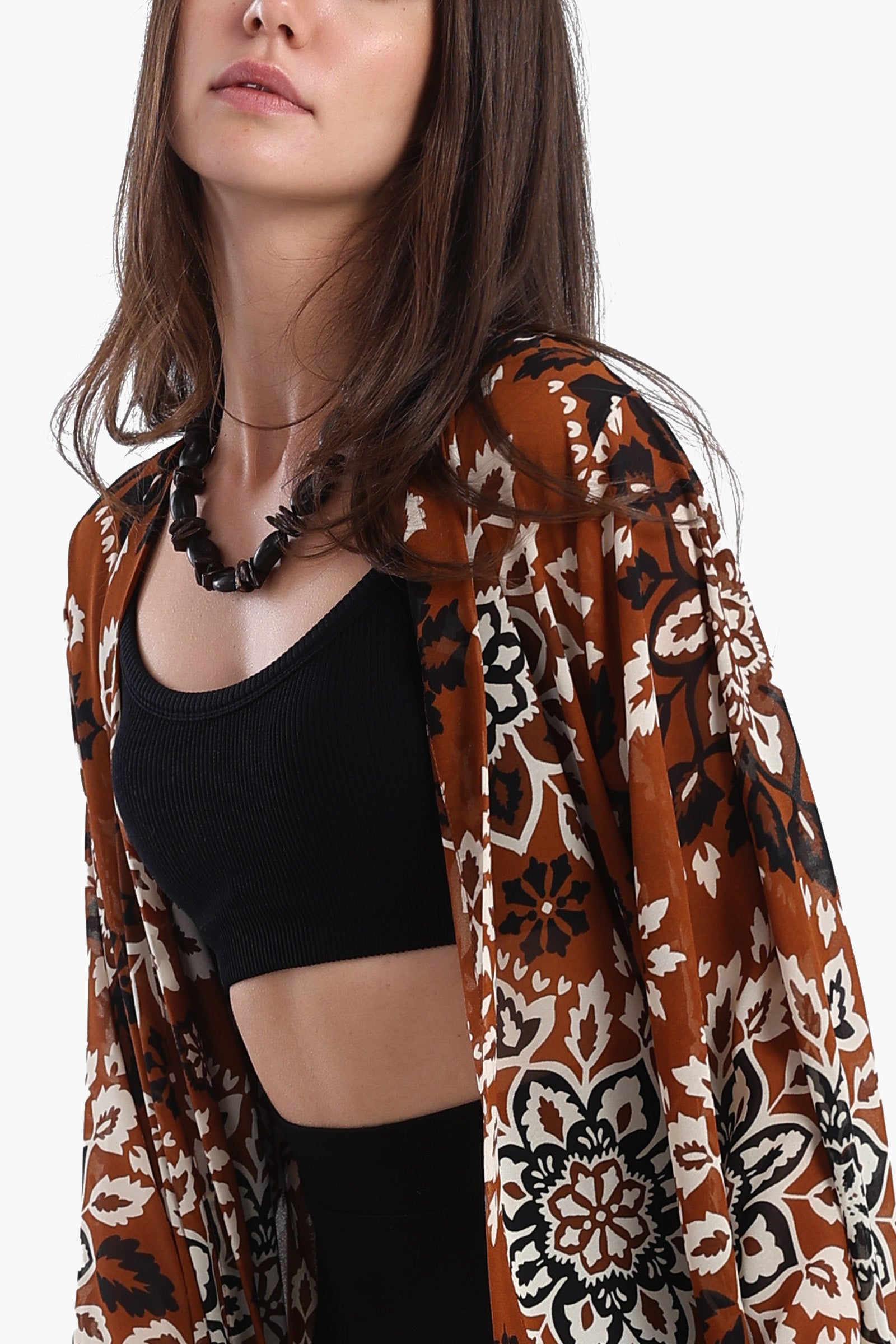 Maxi Flowery Patterned Kimono