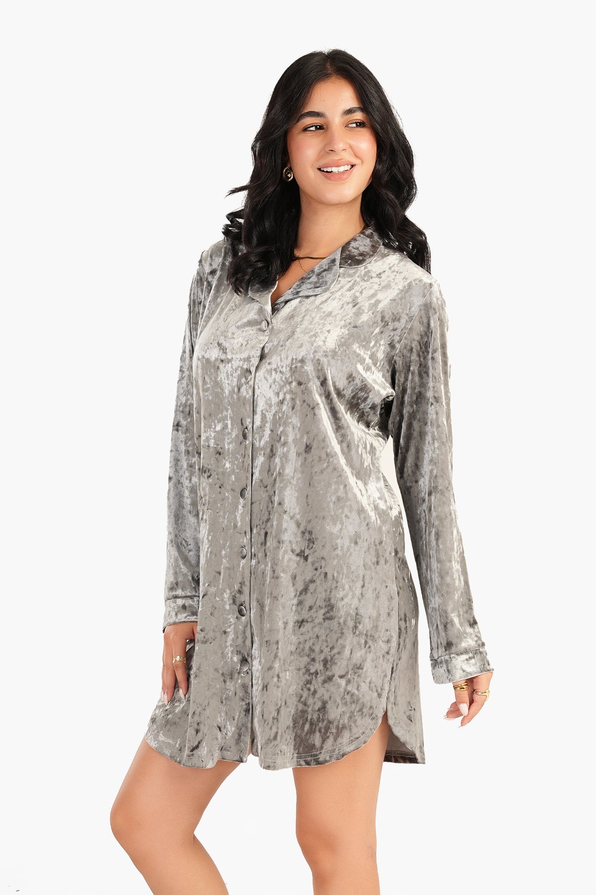 Velvet Dark Grey Nightgown