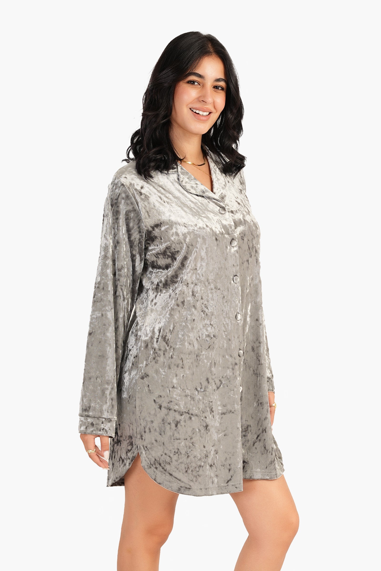 Velvet Dark Grey Nightgown