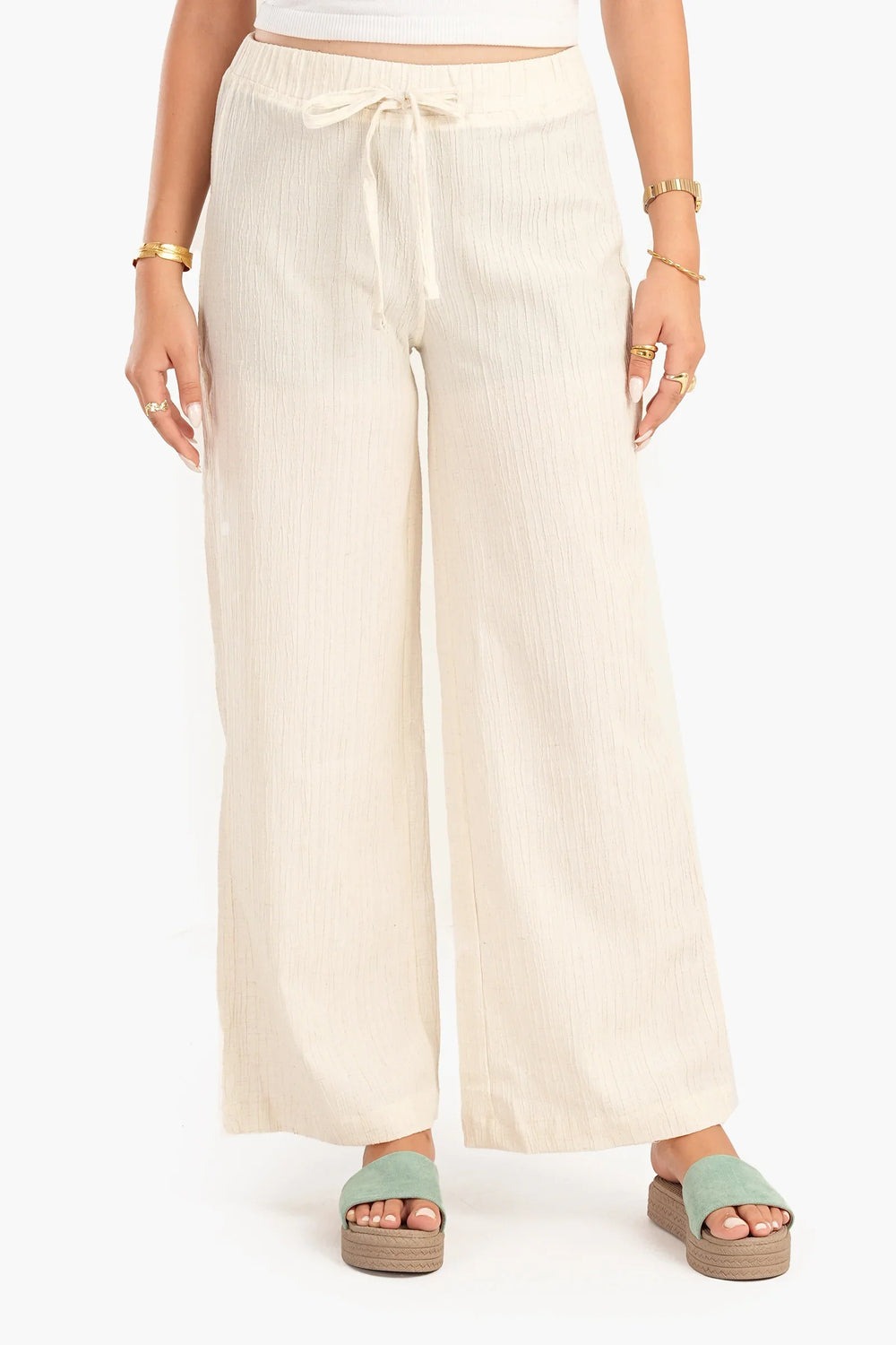 Self Pattern Linen Pants