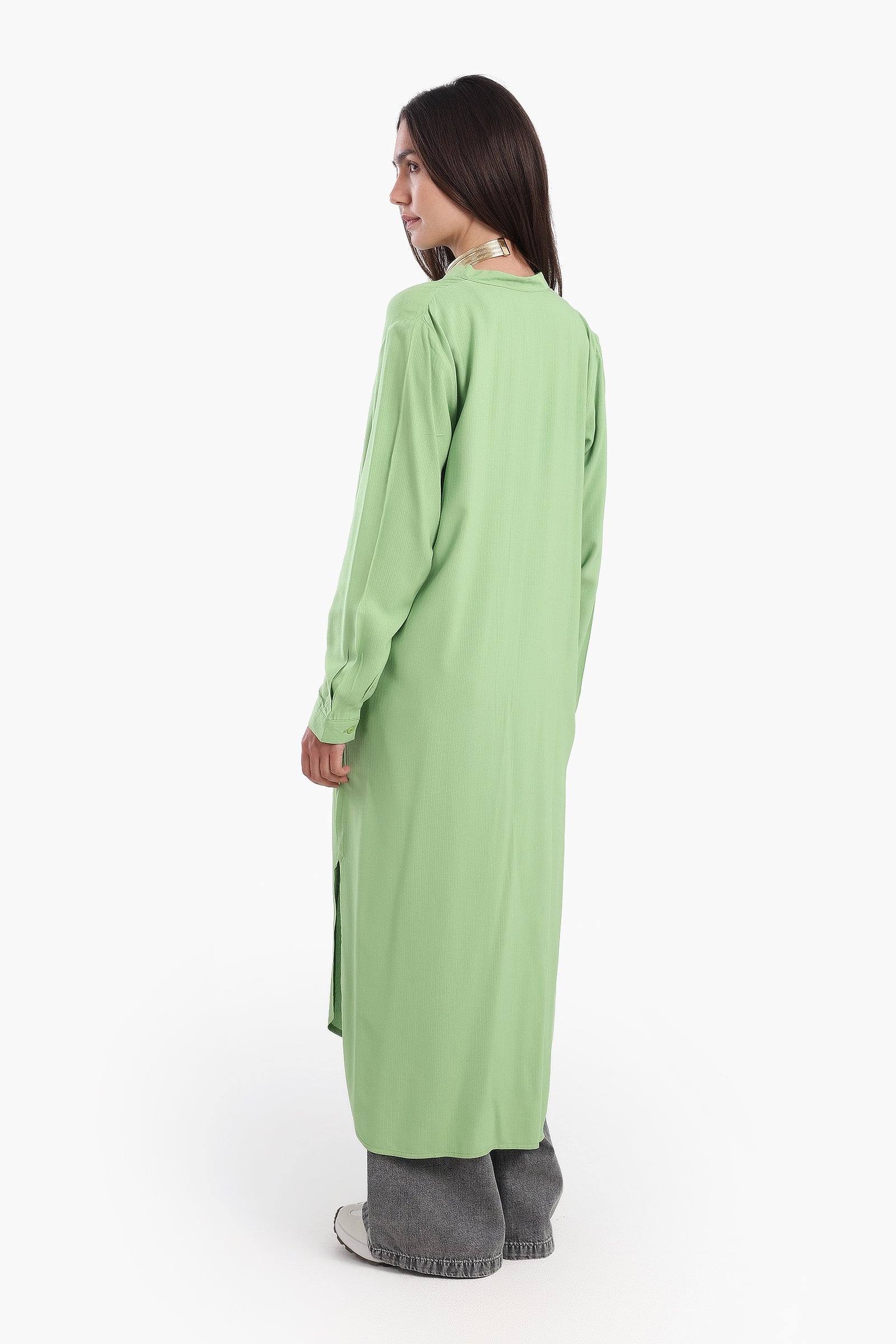 Long Plain Shirt Dress