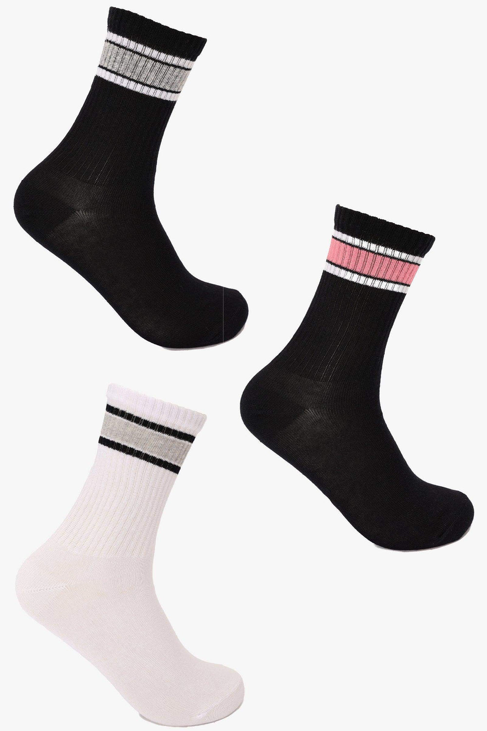 جيرلي شرابات بناتي بنمط مخطط - 3 أزواج