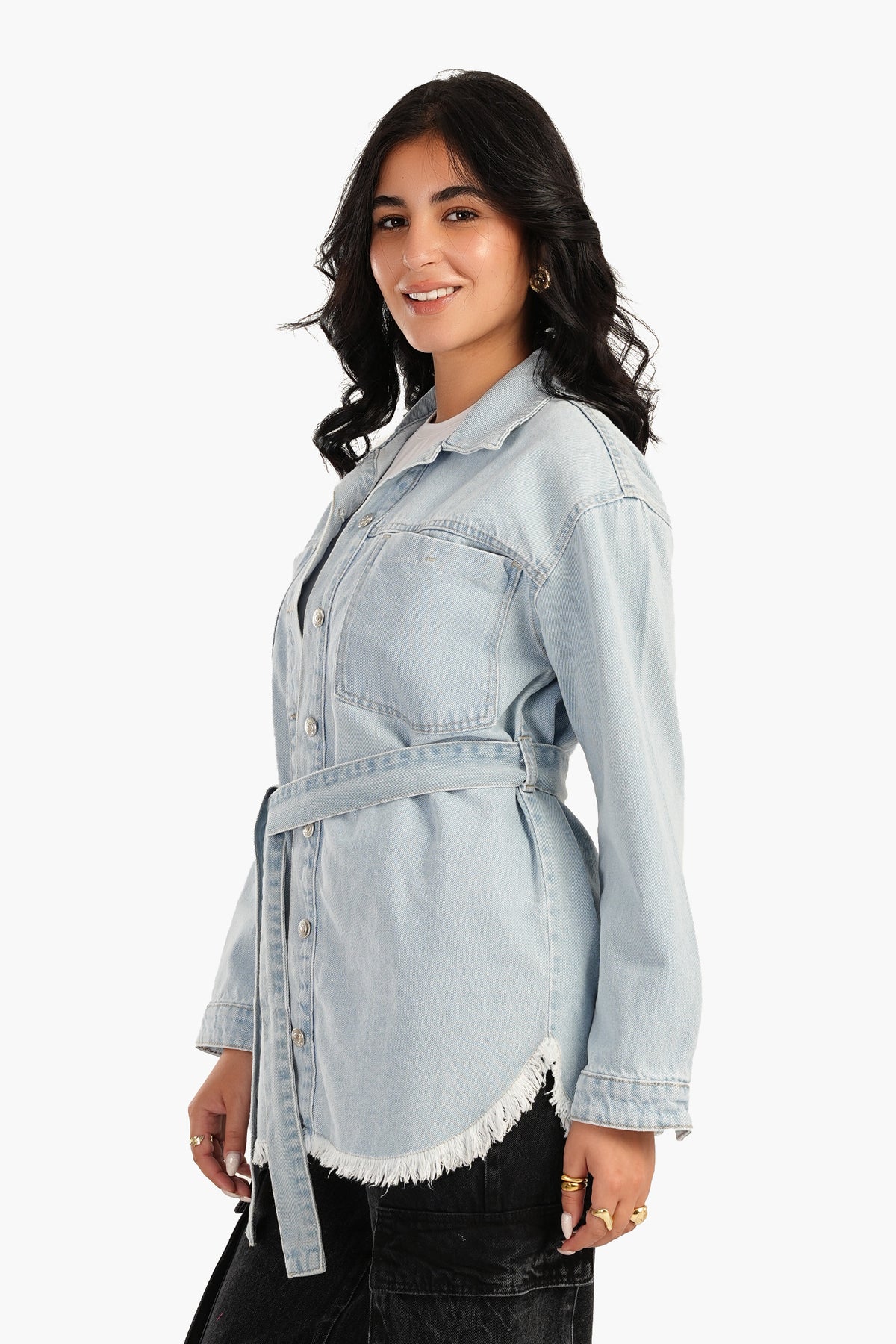 Denim Jacket with Belt