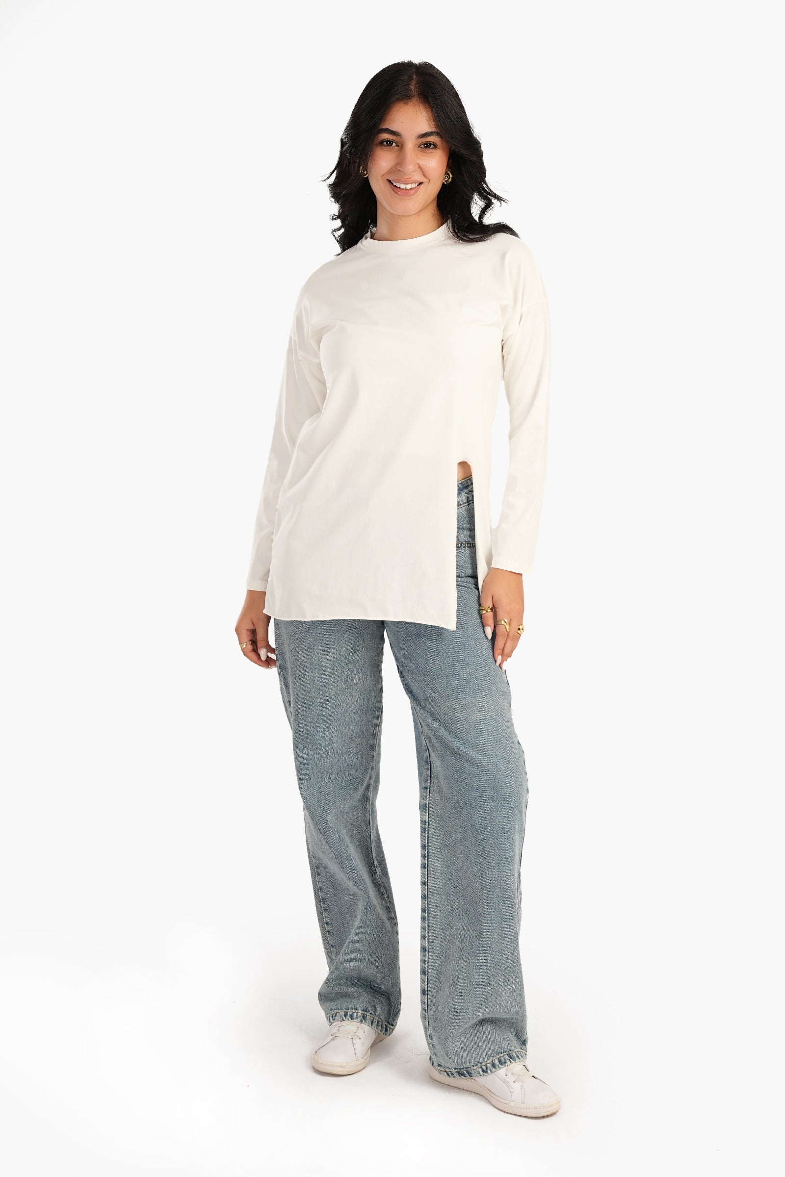 Loose Basic T-Shirt with Slit