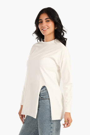 Loose Basic T-Shirt with Slit