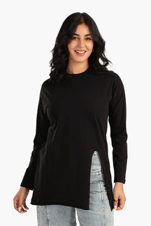 Loose Basic T-Shirt with Slit