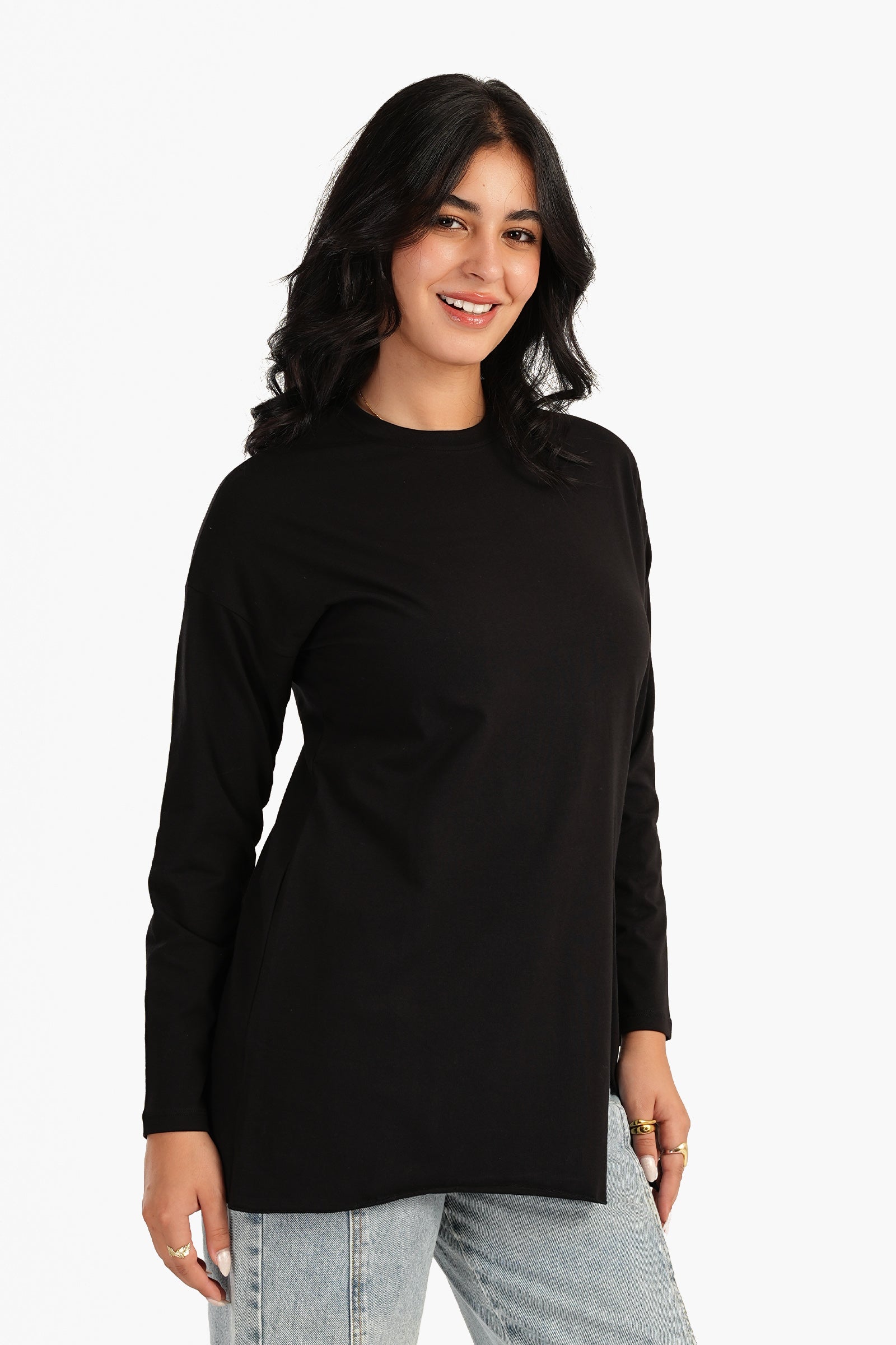 Loose Basic T-Shirt with Slit