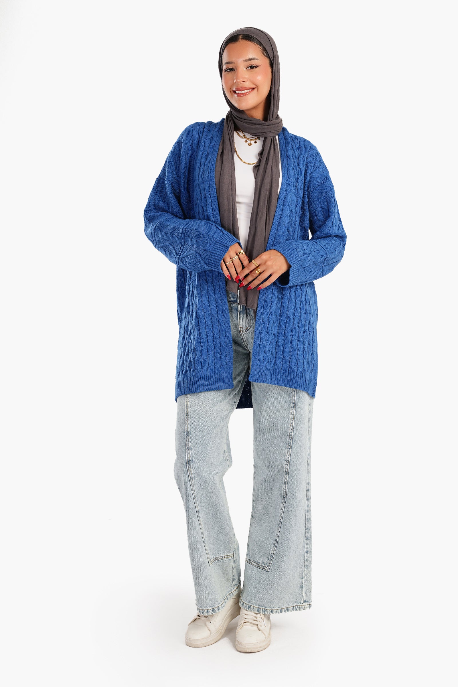 Relaxed Fit Cable Knit Cardigan