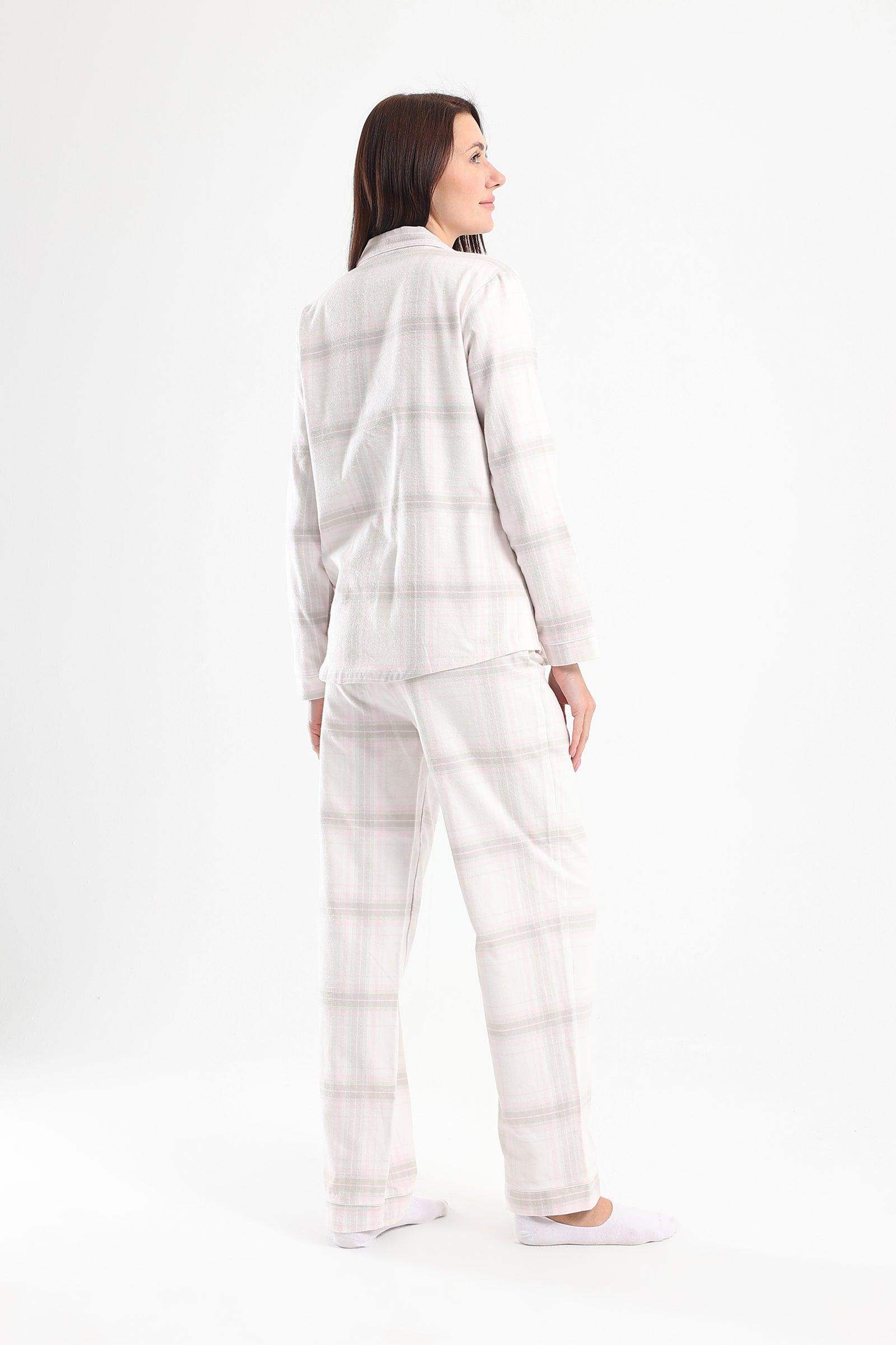 Checkered Long Sleeves Pyjama Set - Carina - كارينا