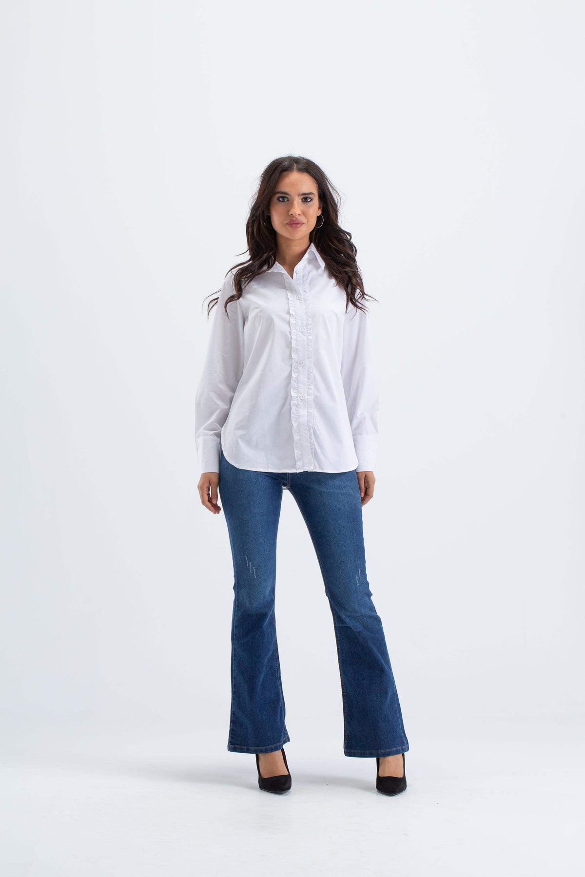 Classic Shirt with Front Ruffles - Carina - كارينا
