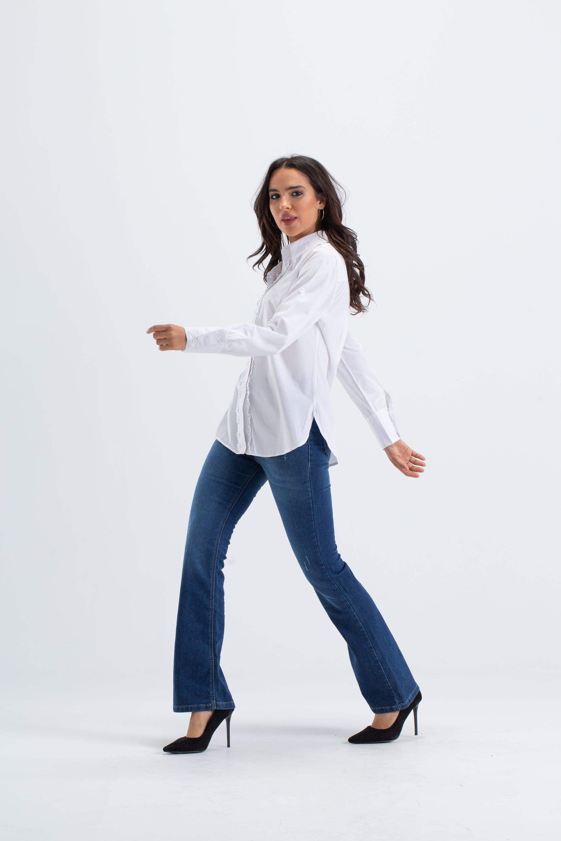 Classic Shirt with Front Ruffles