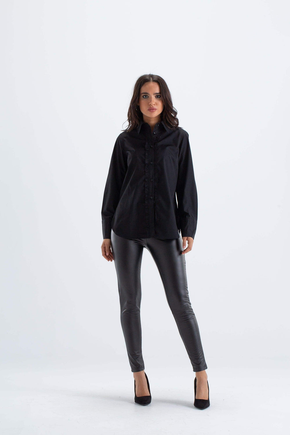 Classic Shirt with Front Ruffles - Carina - كارينا