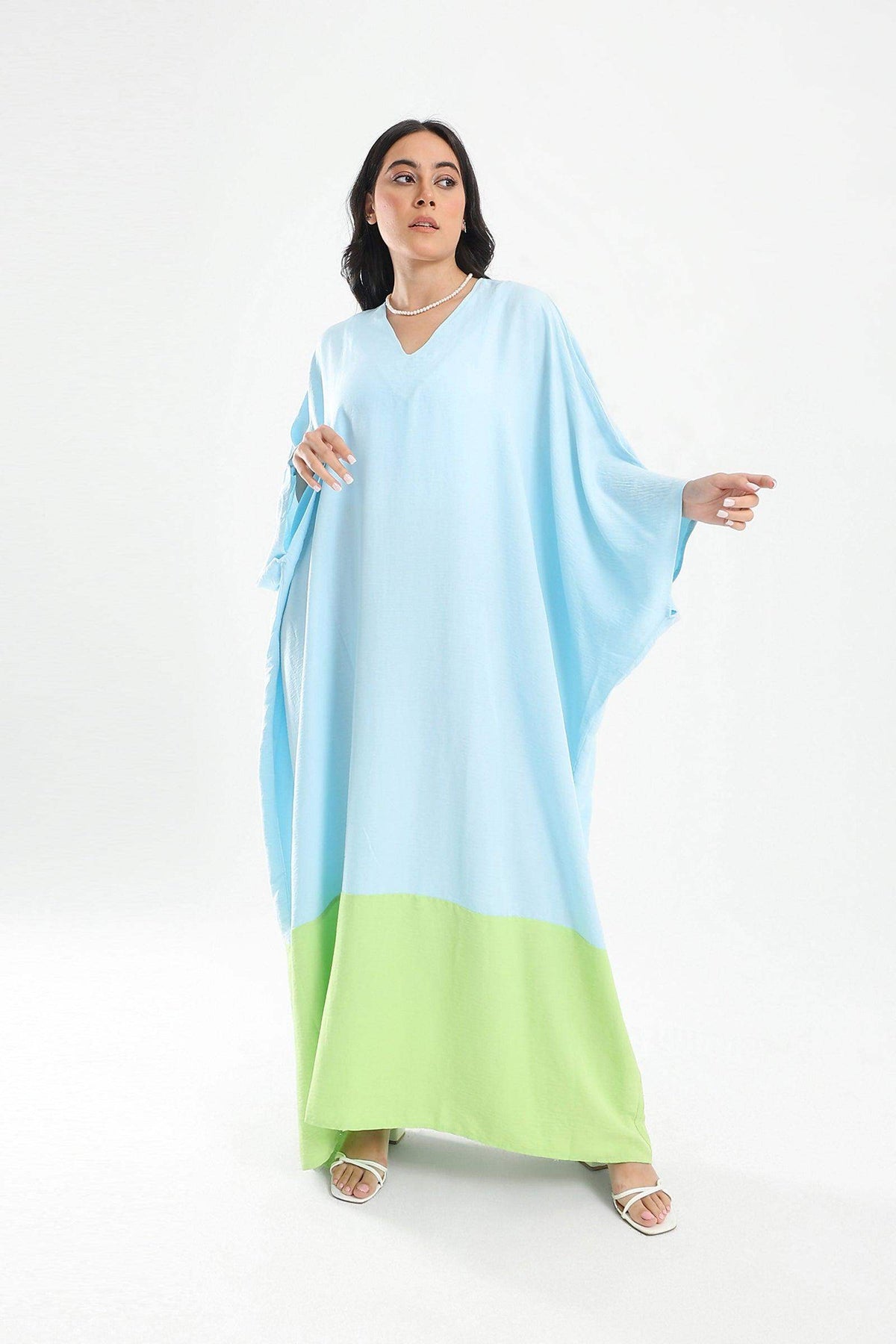 Color Block V-Neck Dress - Carina - كارينا