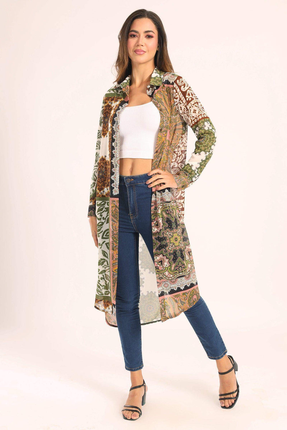 Colored Chiffon Long Shirt - Carina - كارينا