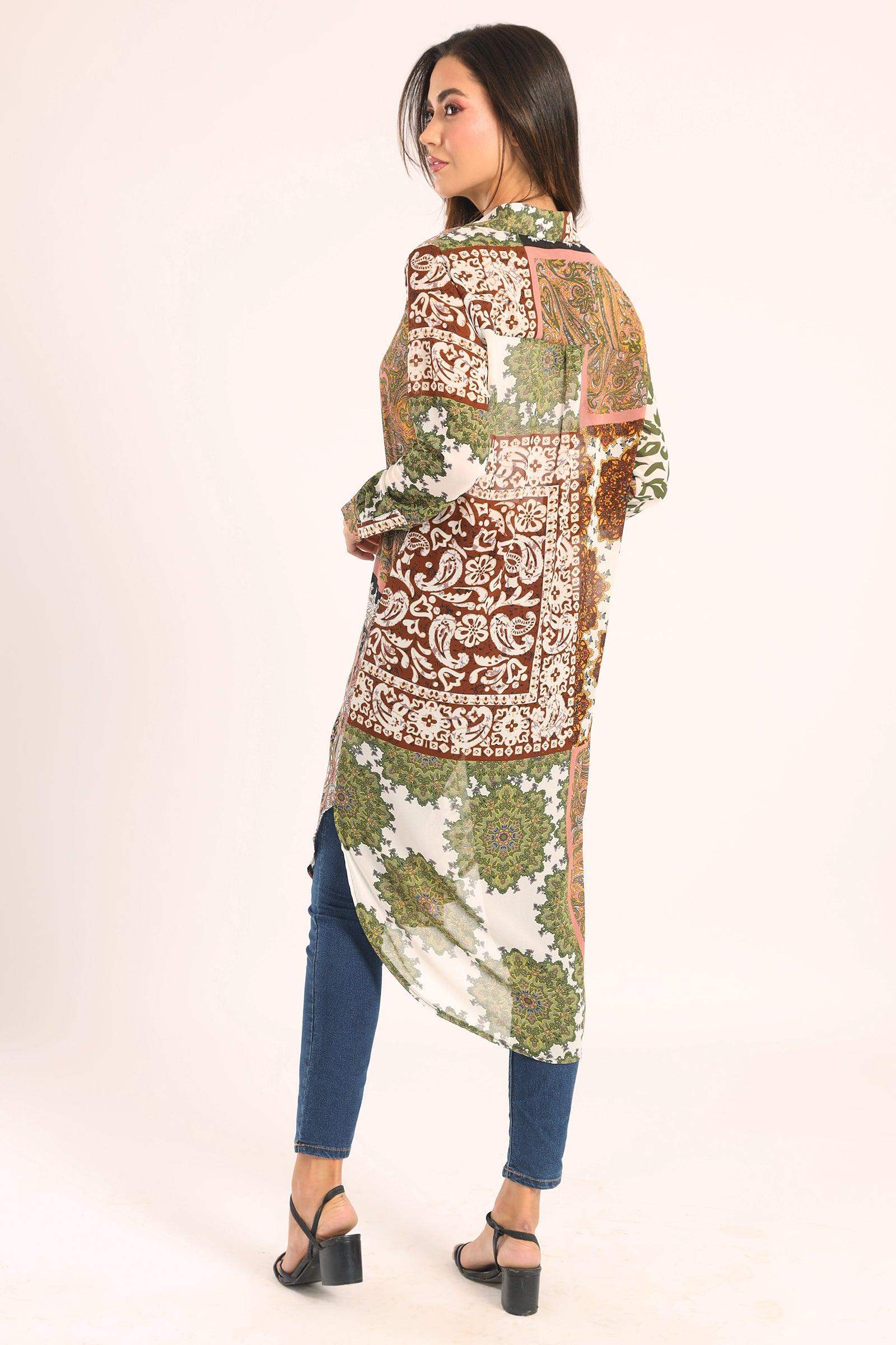 Colored Chiffon Long Shirt - Carina - كارينا